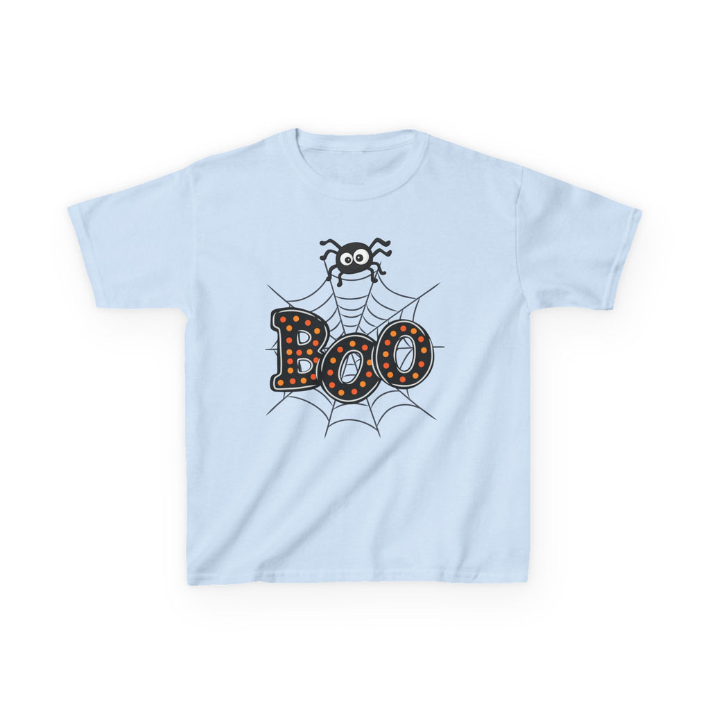 Kids Halloween Tee - "Boo" Spider Web Graphic