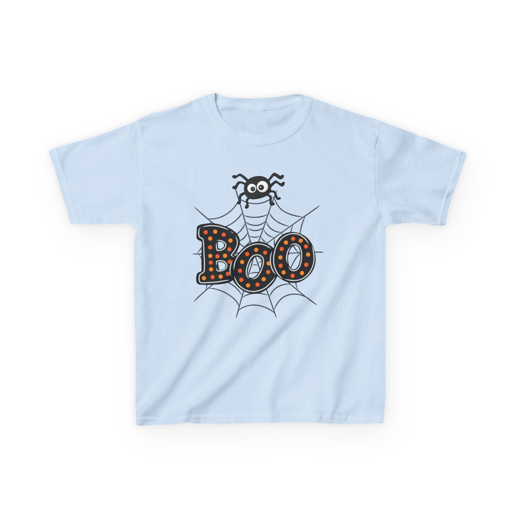 Kids Halloween Tee - "Boo" Spider Web Graphic