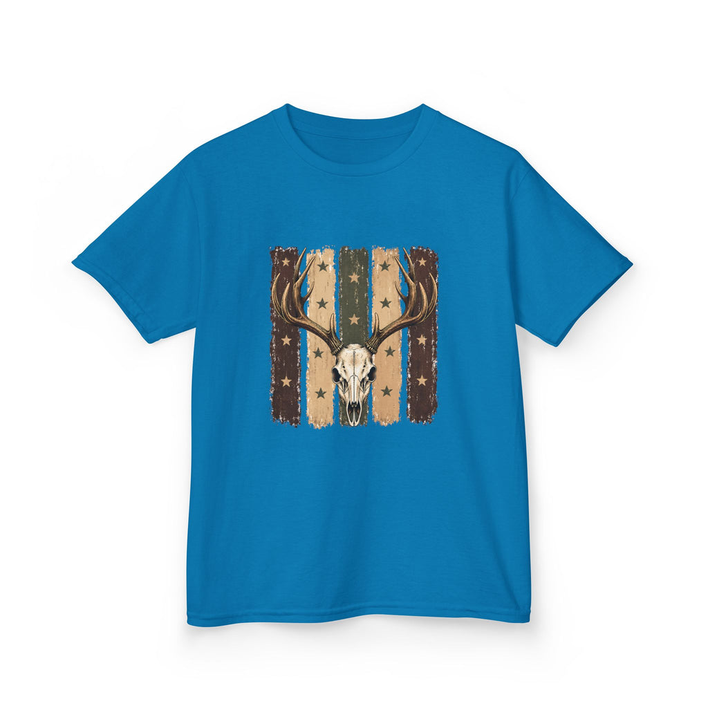 Kids Deer Skull Tee — Rustic Antler Graphic T-Shirt for Outdoor-Loving Kids