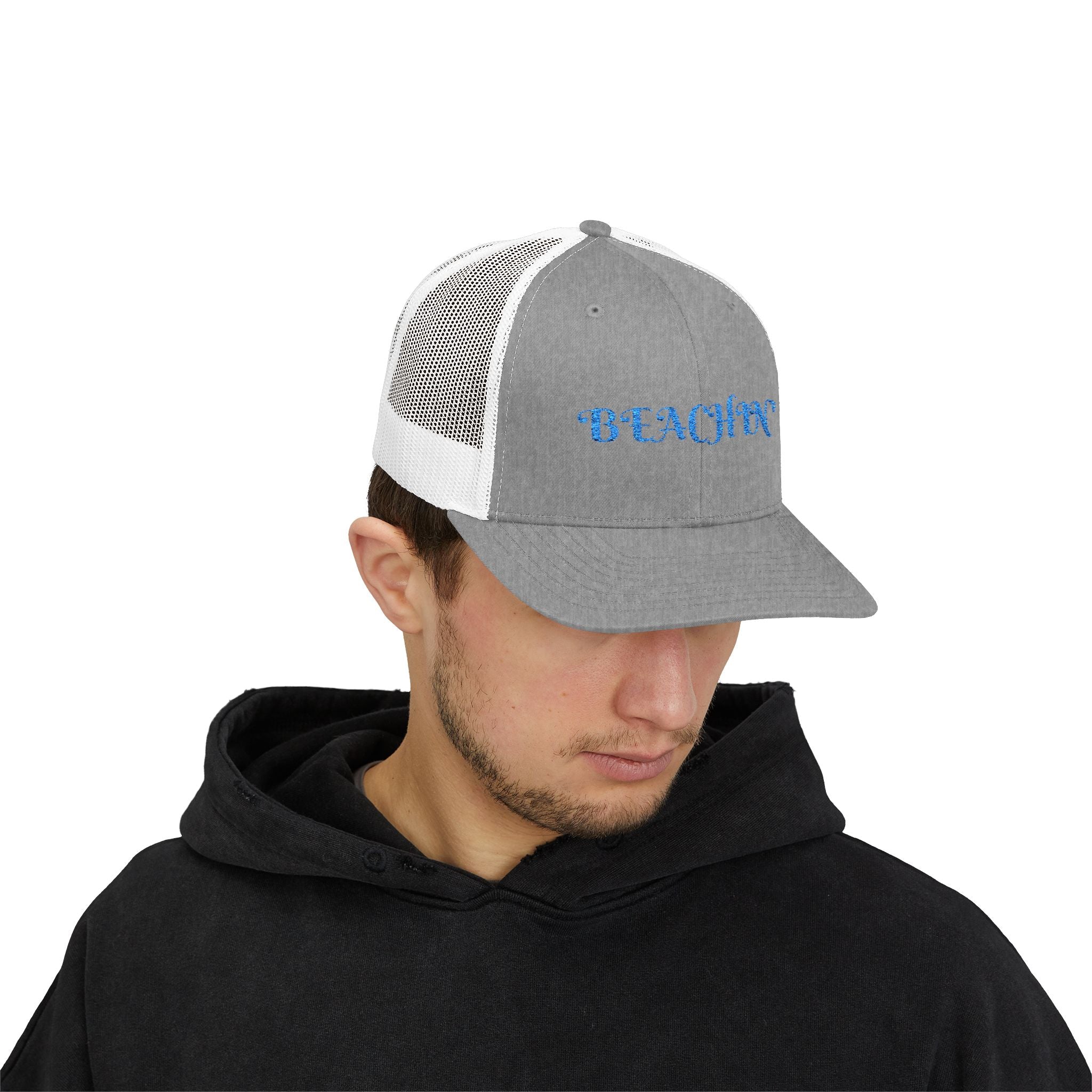 Beachin' Snapback Trucker Cap — Casual Beach Vibe Mesh Hat