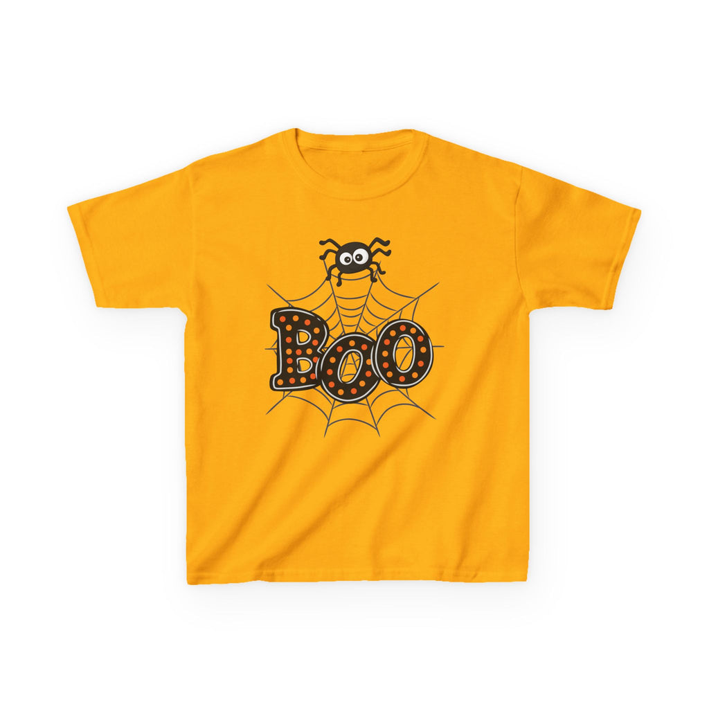 Kids Halloween Tee - "Boo" Spider Web Graphic