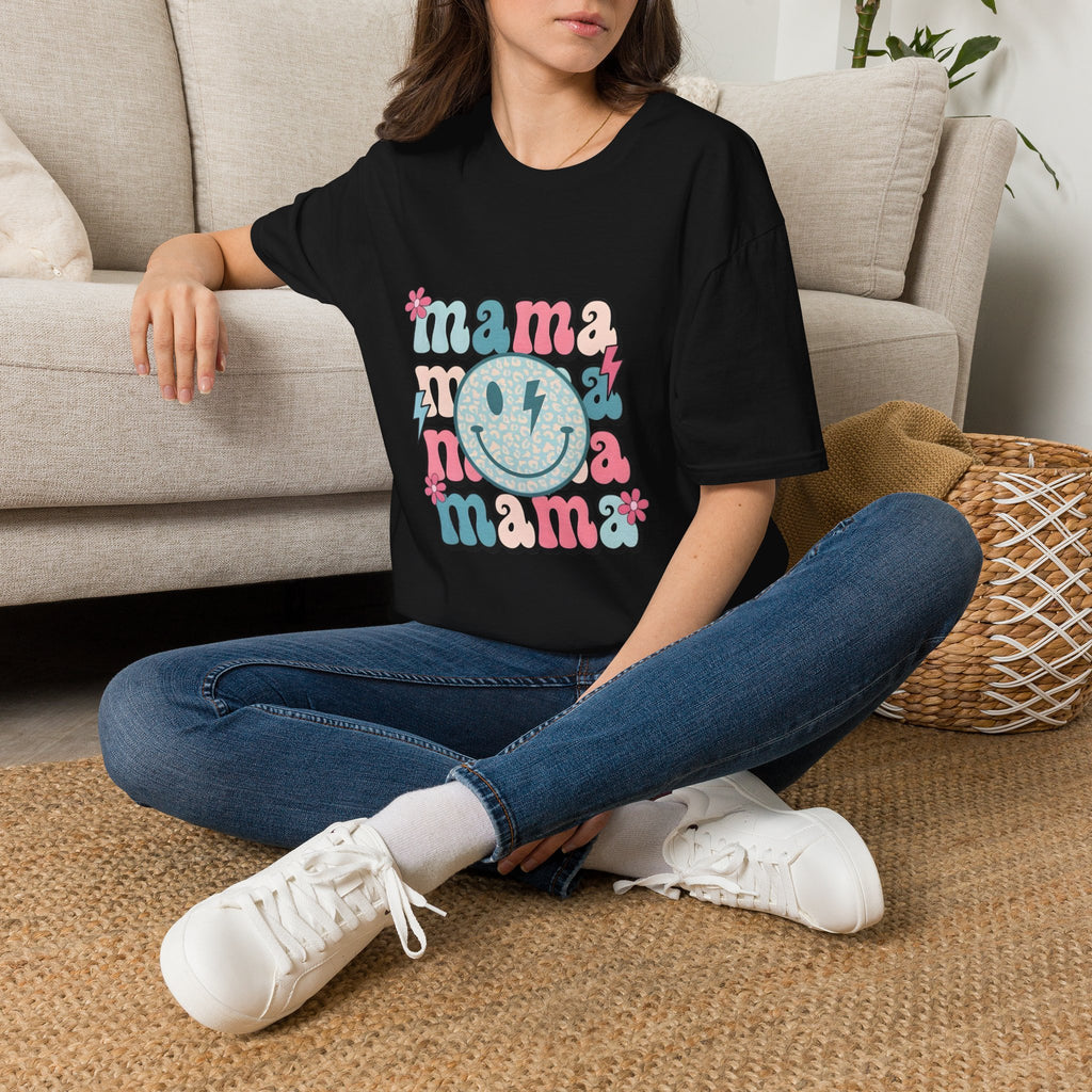Mama Smile Graphic T-Shirt — Retro Boho 'mama' Design for Mothers, Mother's Day Gift
