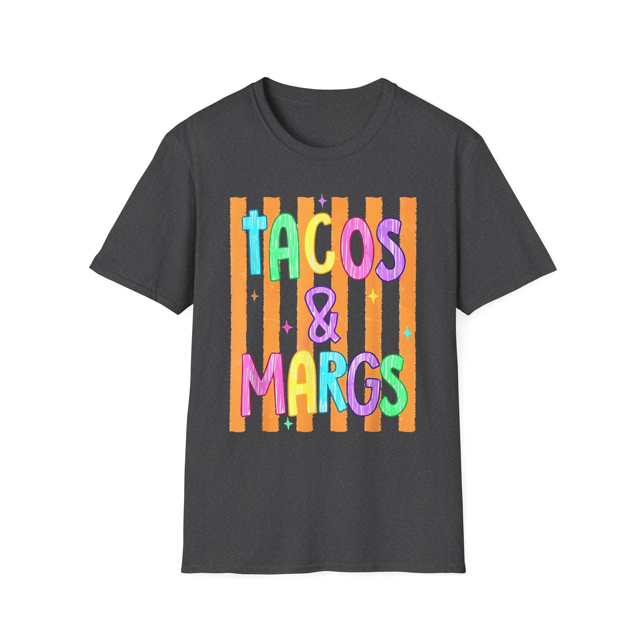T-Shirt — "Tacos & Margs" Colorful Striped Graphic Tee