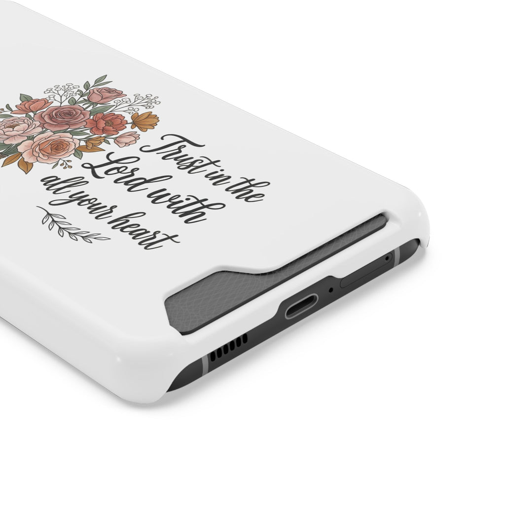 Phone Case with Card Holder — Floral "Trust in the Lord with all your heart" Religious Wallet Case