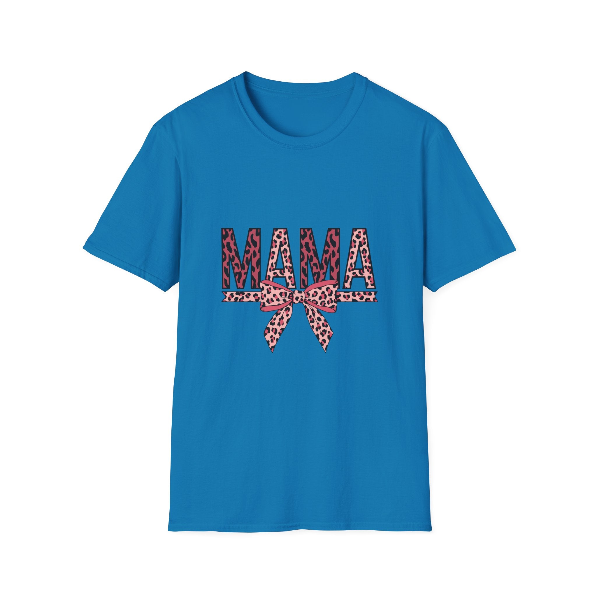 Mama Leopard Print T-Shirt — Pink Bow Mom Tee