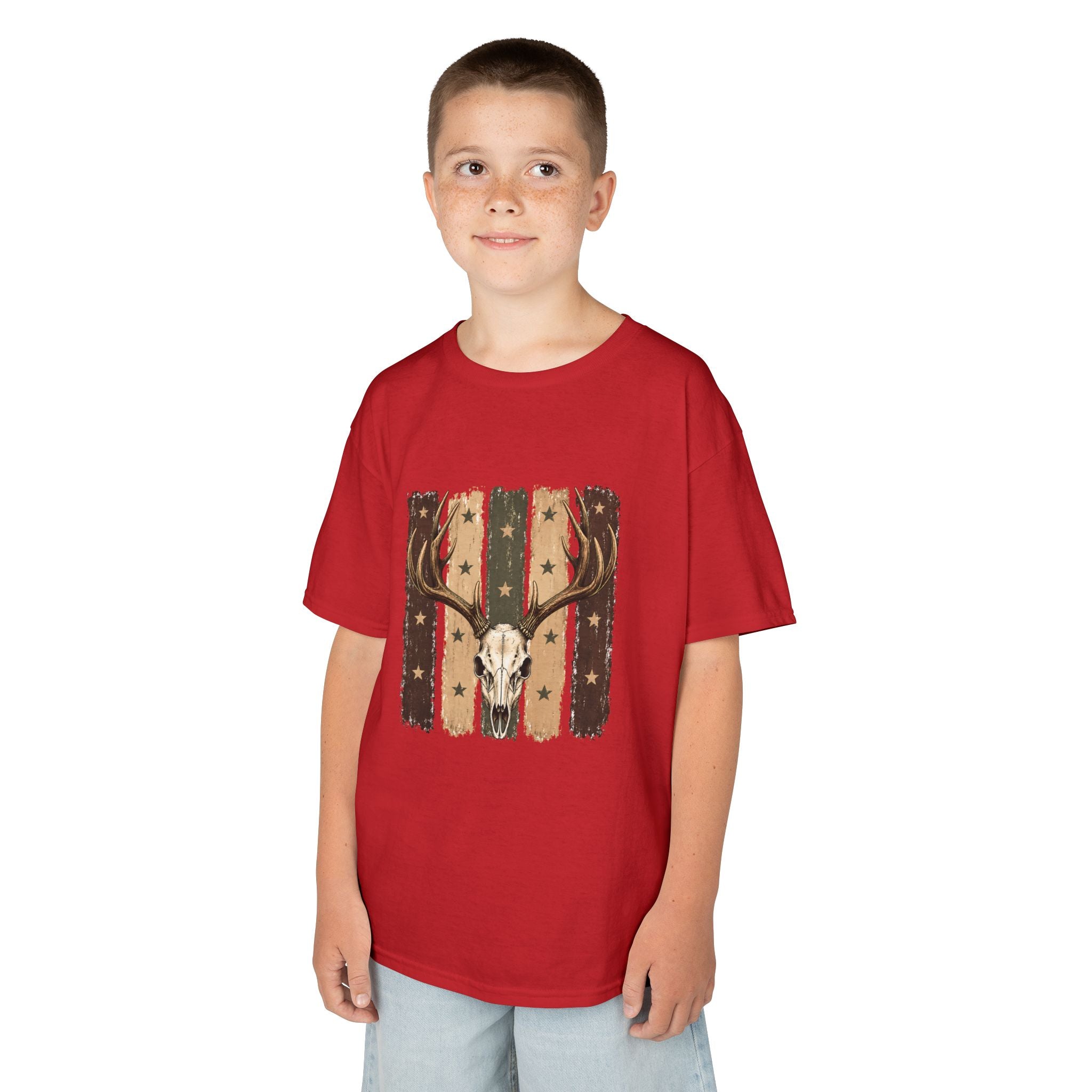 Kids Deer Skull Tee — Rustic Antler Graphic T-Shirt for Outdoor-Loving Kids