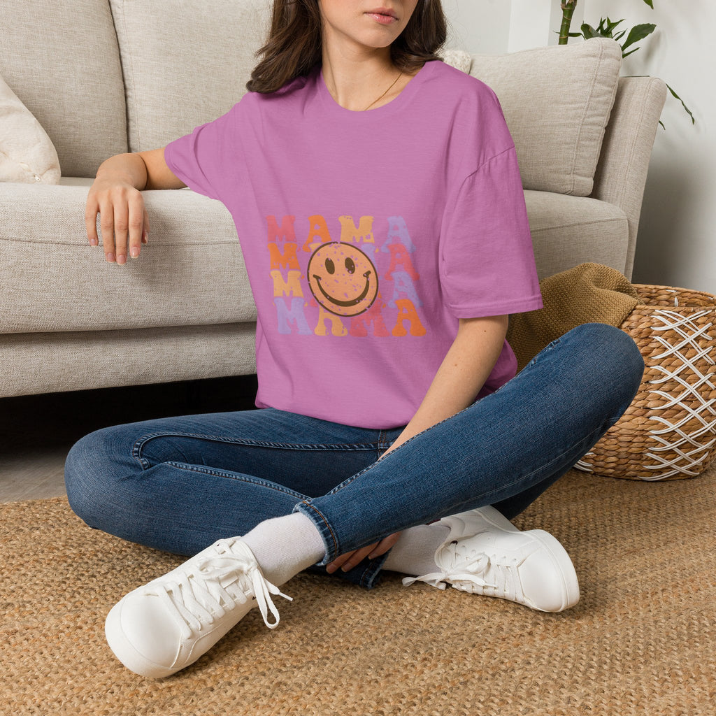 Mama Smiley Retro Graphic T-Shirt — Vintage Happy Face Mom Tee