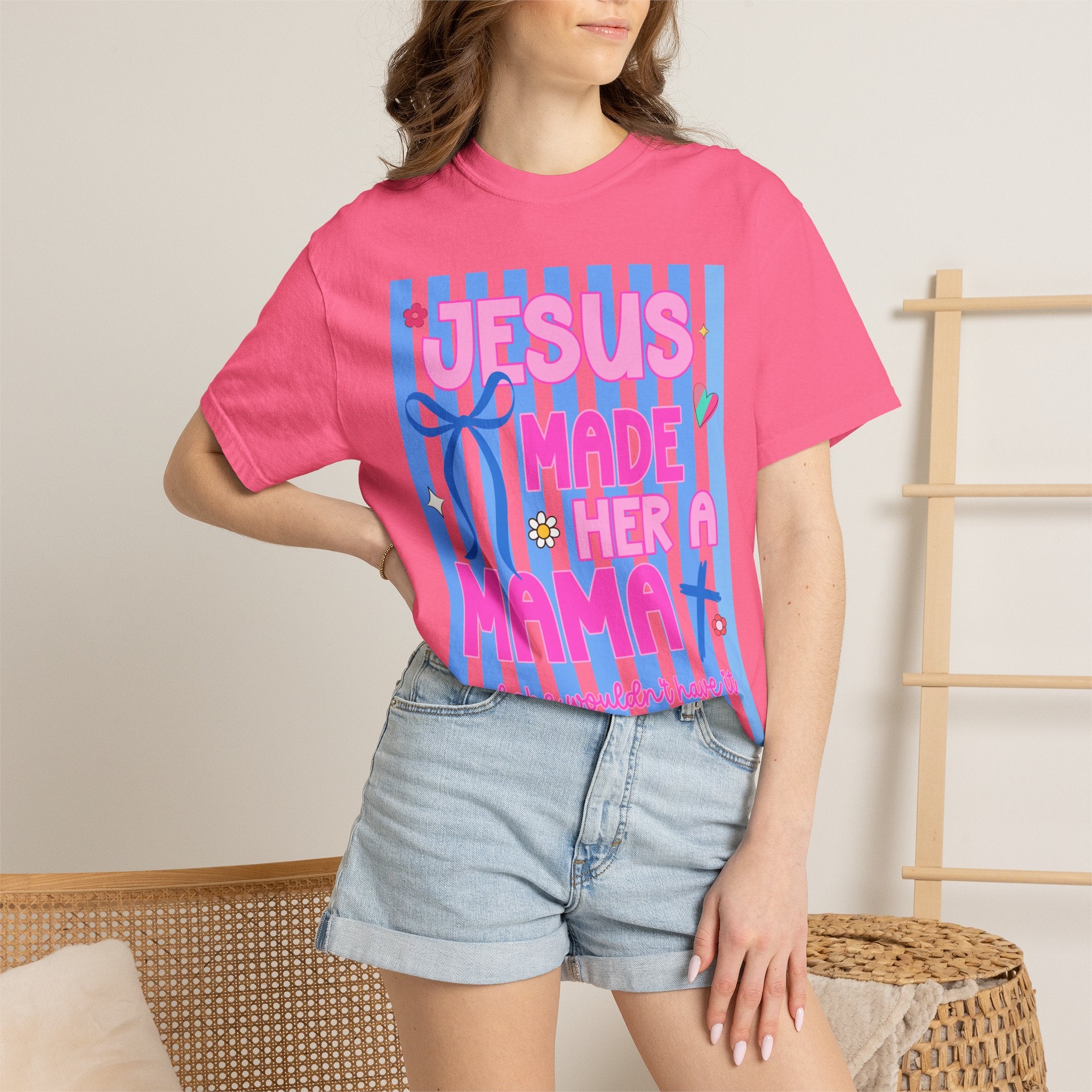 Jesus Made Her a Mama T-Shirt Jesus Made Her A Mama Shirt, Christian Mom Shirt, Faith Based Mama Tee, Religious Mother Shirt, Christian Women Graphic Tee, Cool Moms Tee
