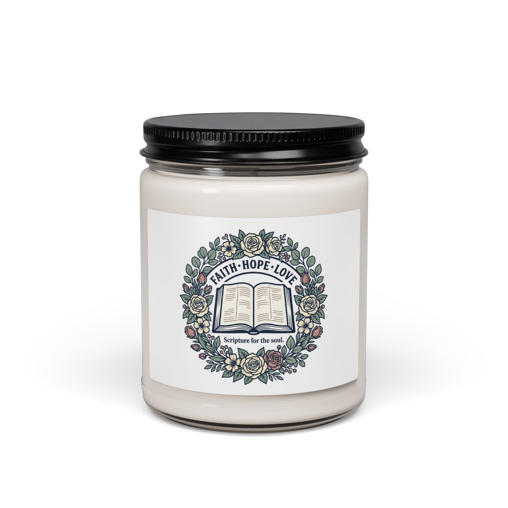 Faith, Hope & Love Scented Soy Candle — 9oz Inspirational Scripture Candle