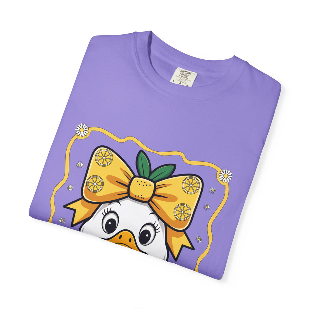 Cute Lemon Duck T-Shirt — Whimsical Duck with Bow Graphic Tee