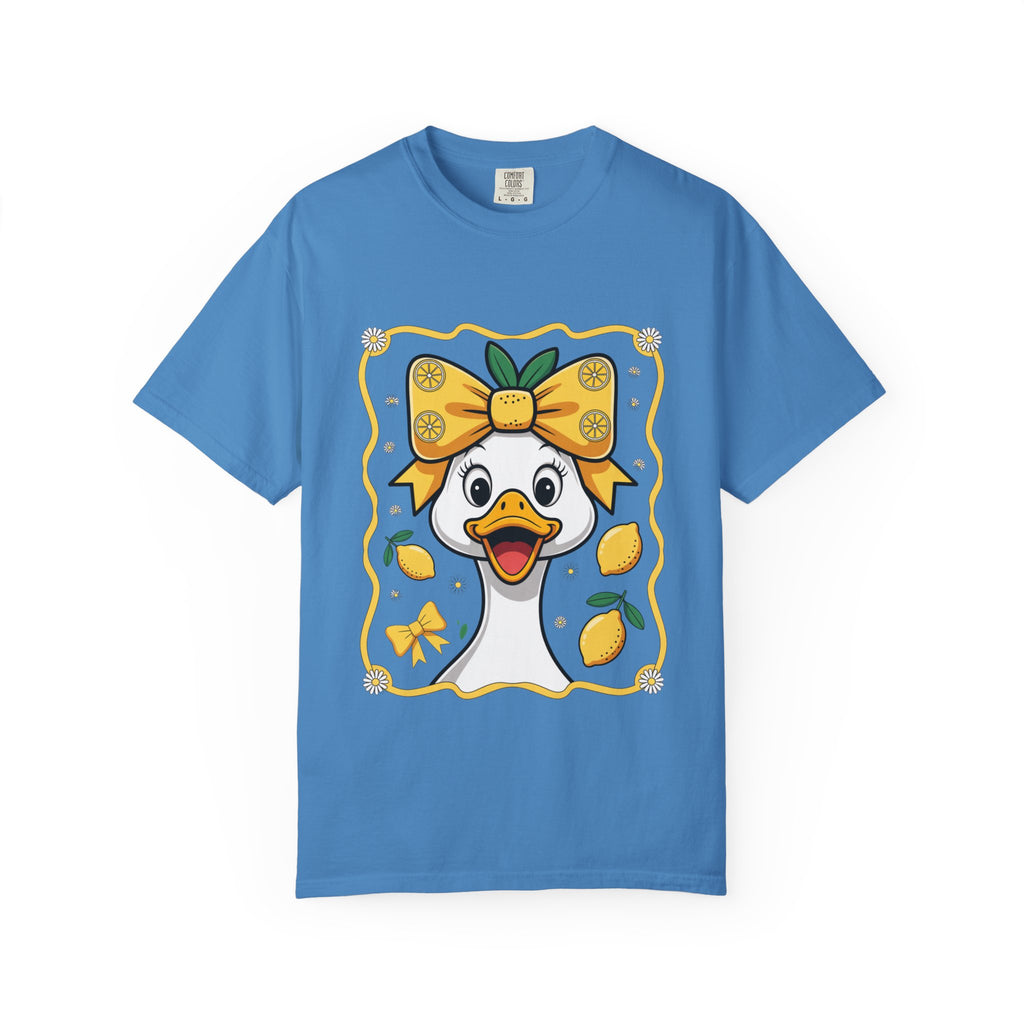 Cute Lemon Duck T-Shirt — Whimsical Duck with Bow Graphic Tee