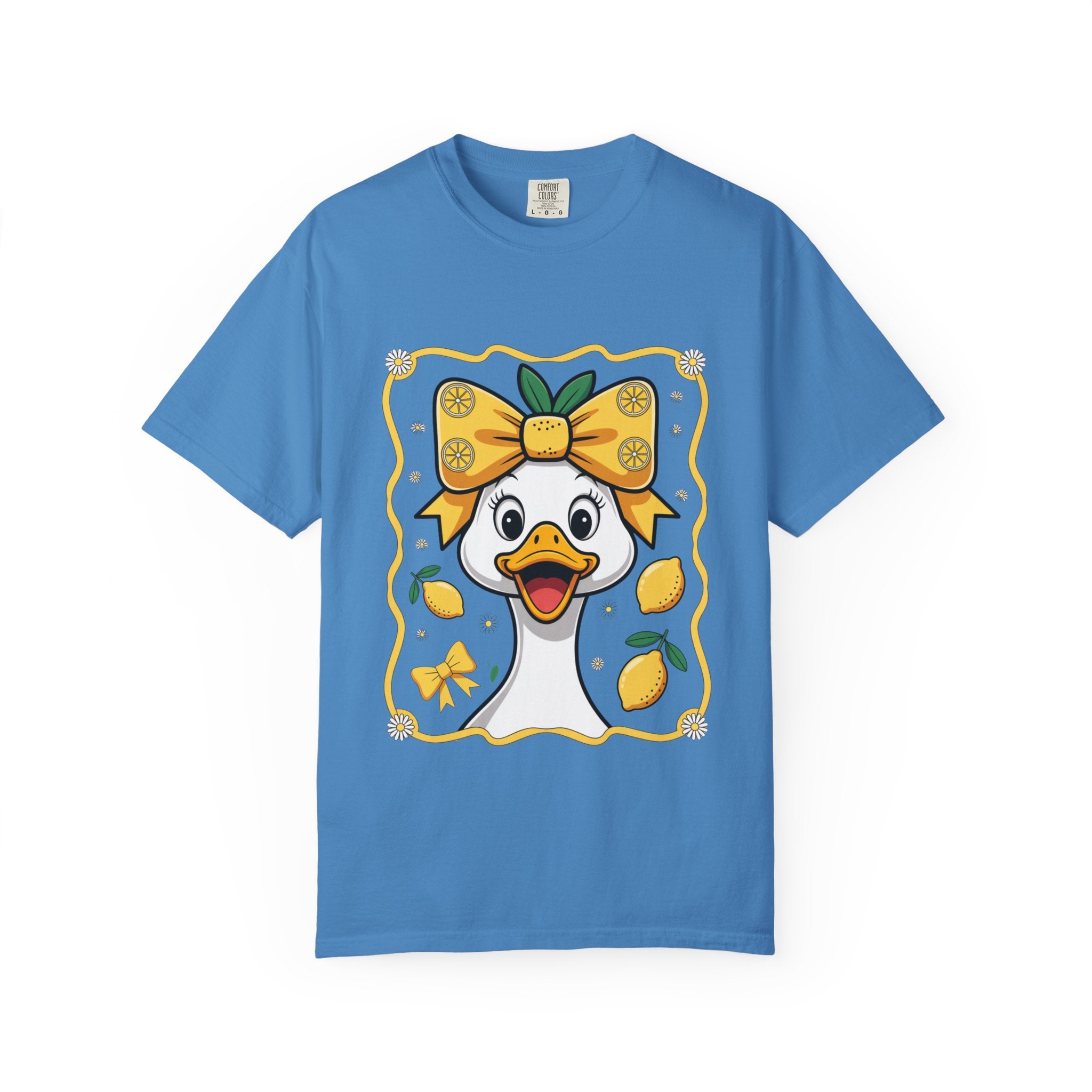 Cute Lemon Duck T-Shirt — Whimsical Duck with Bow Graphic Tee