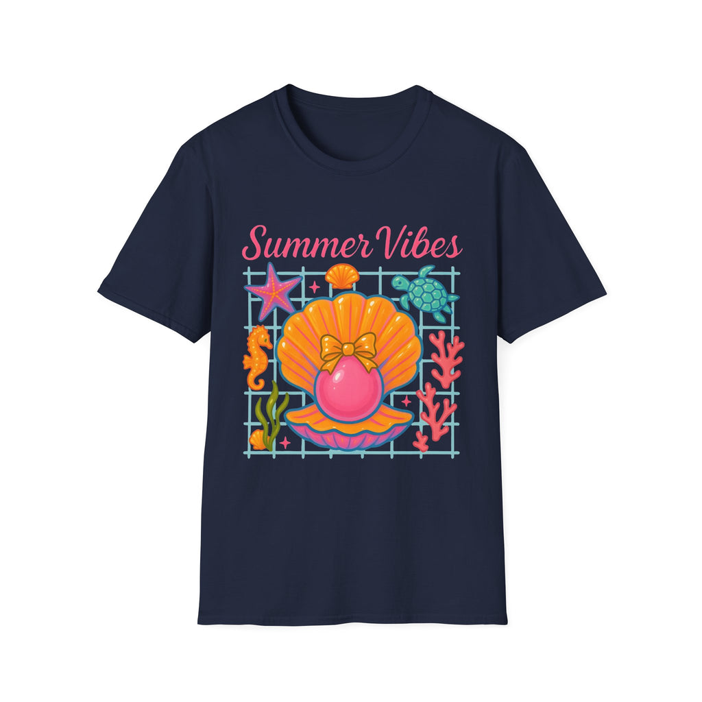 T-Shirt — "Summer Vibes" Seashell & Sea Life Beach Tee