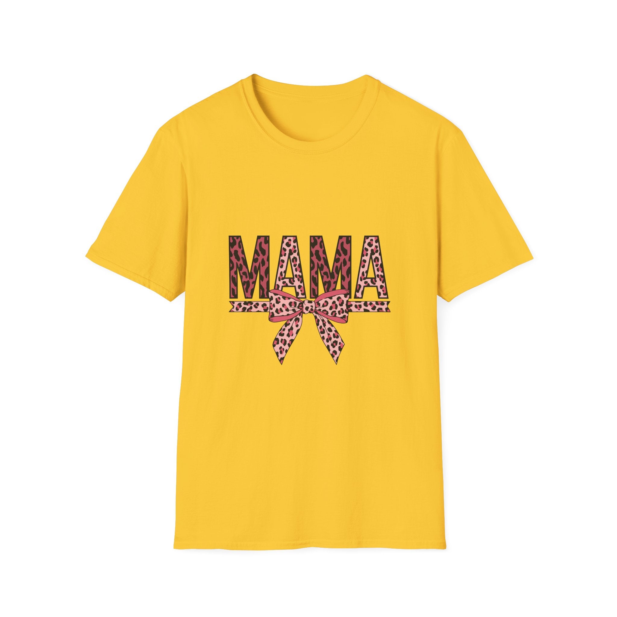 Mama Leopard Print T-Shirt — Pink Bow Mom Tee