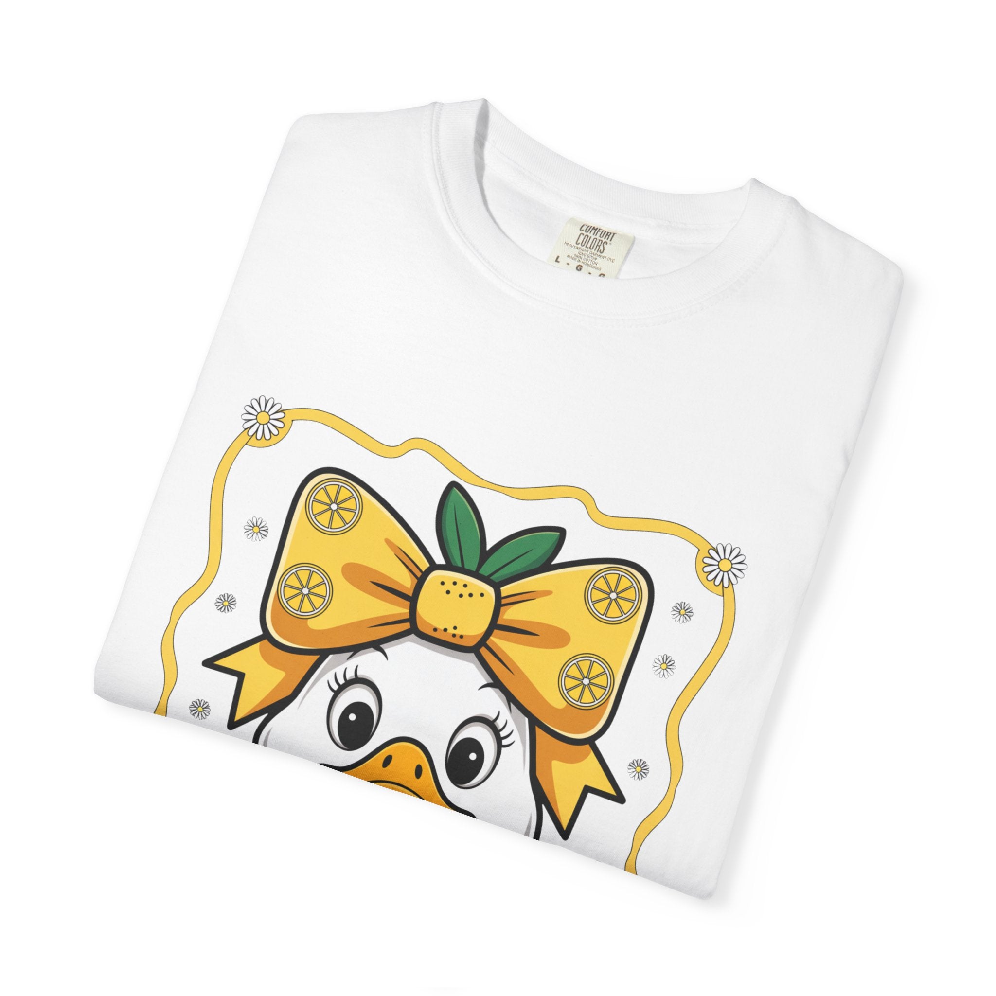 Cute Lemon Duck T-Shirt — Whimsical Duck with Bow Graphic Tee