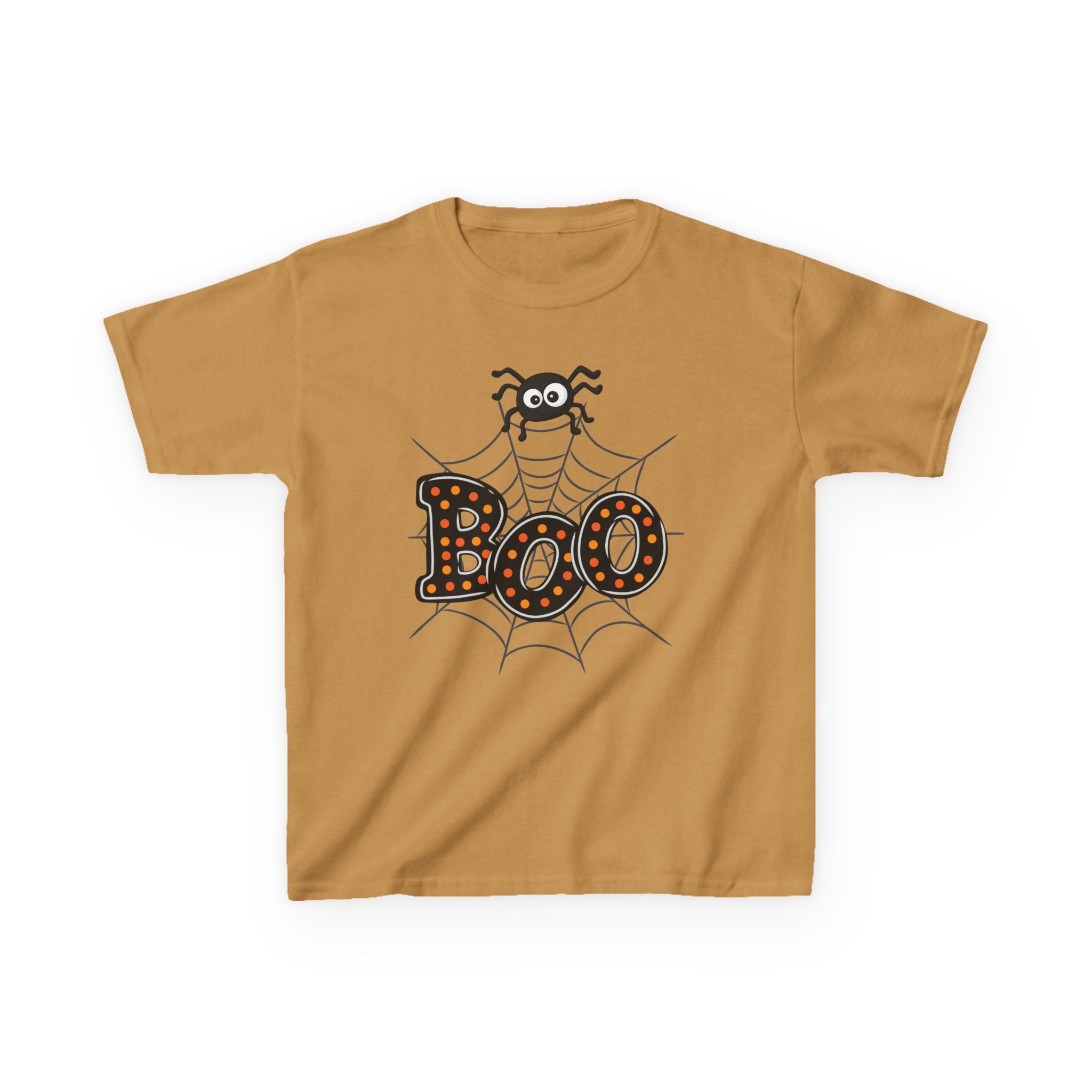 Kids Halloween Tee - "Boo" Spider Web Graphic