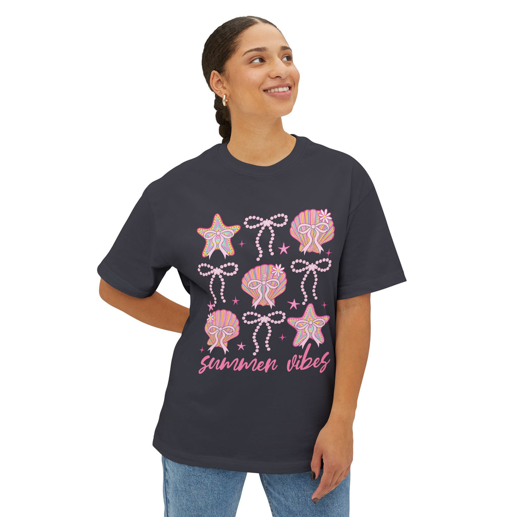 Summer Vibes Seashell & Starfish Boxy Tee