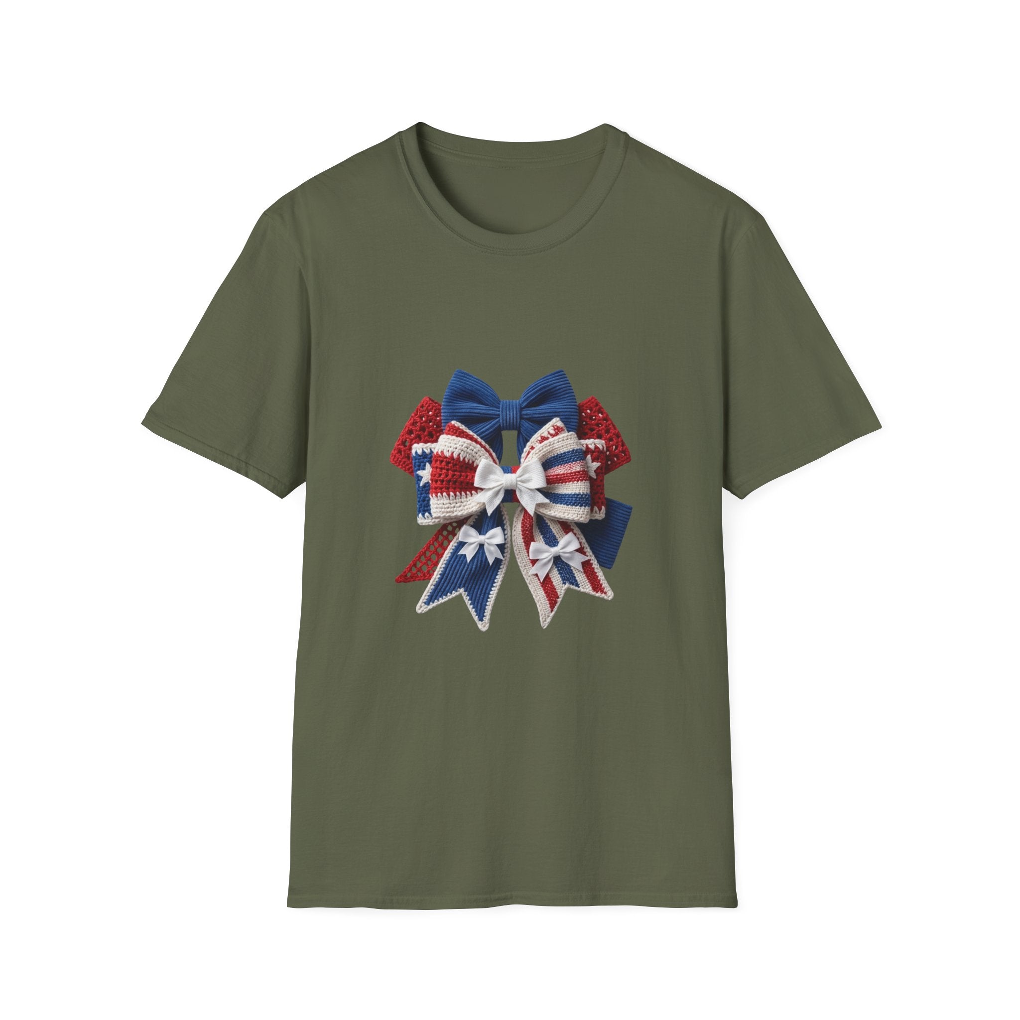 Patriotic Bow T-Shirt — Red White & Blue Ribbon Graphic