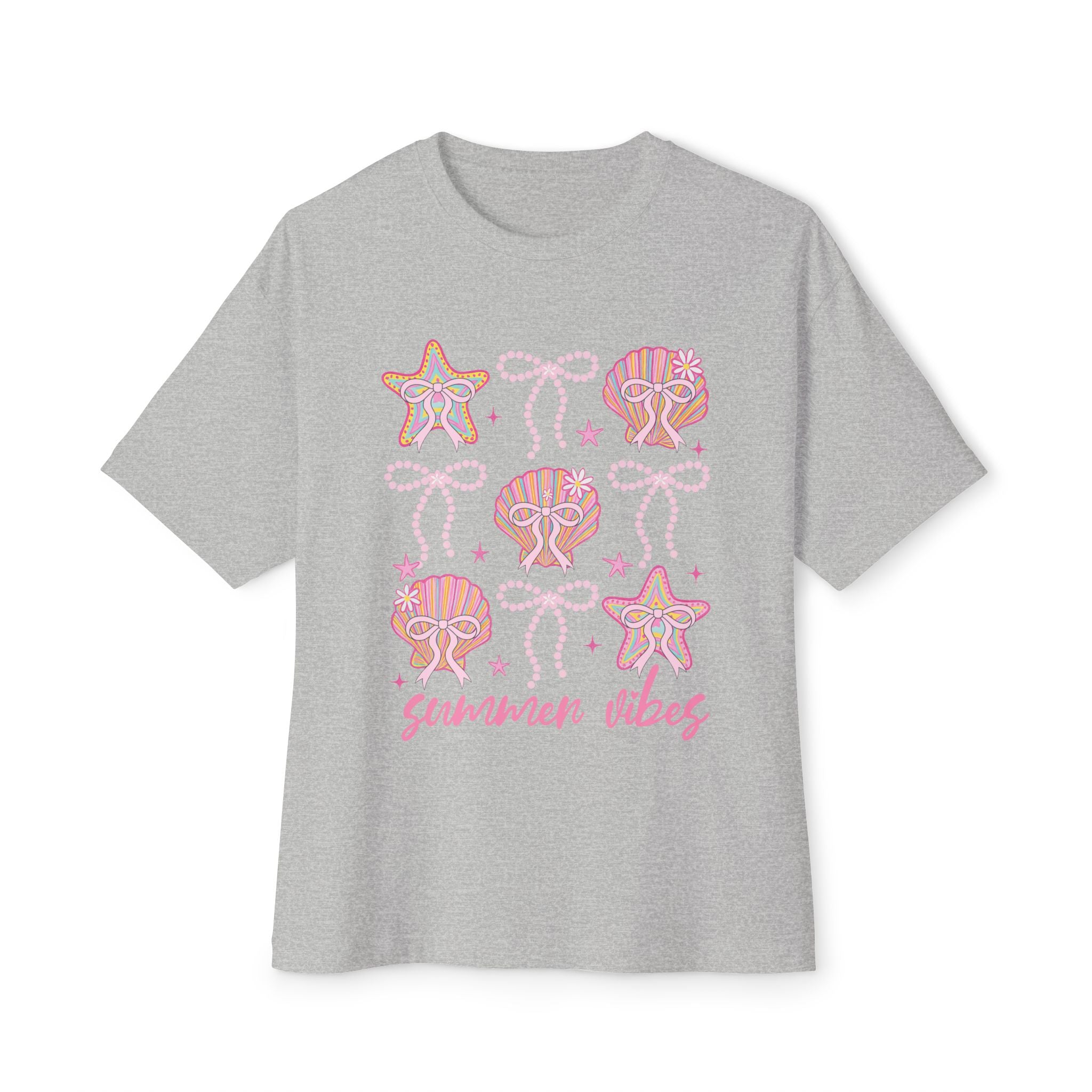Summer Vibes Seashell & Starfish Boxy Tee