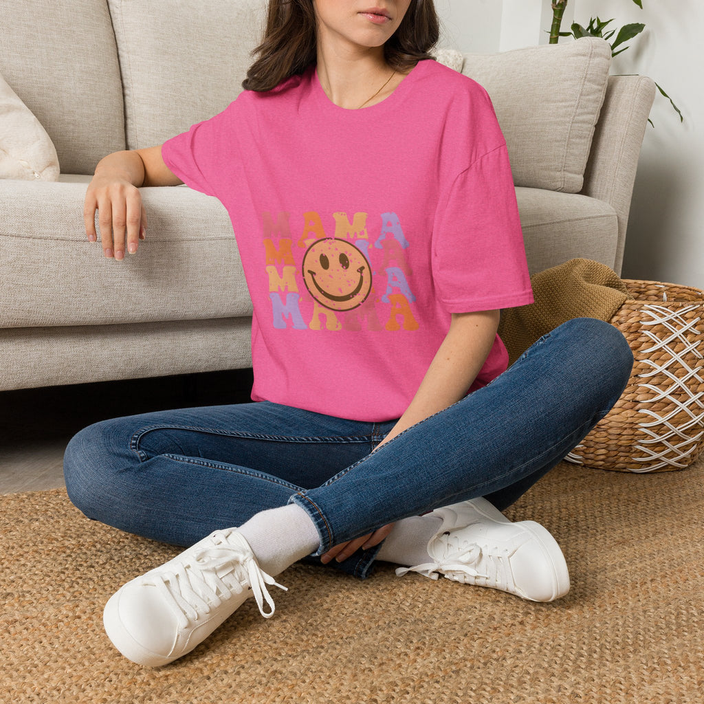 Mama Smiley Retro Graphic T-Shirt — Vintage Happy Face Mom Tee