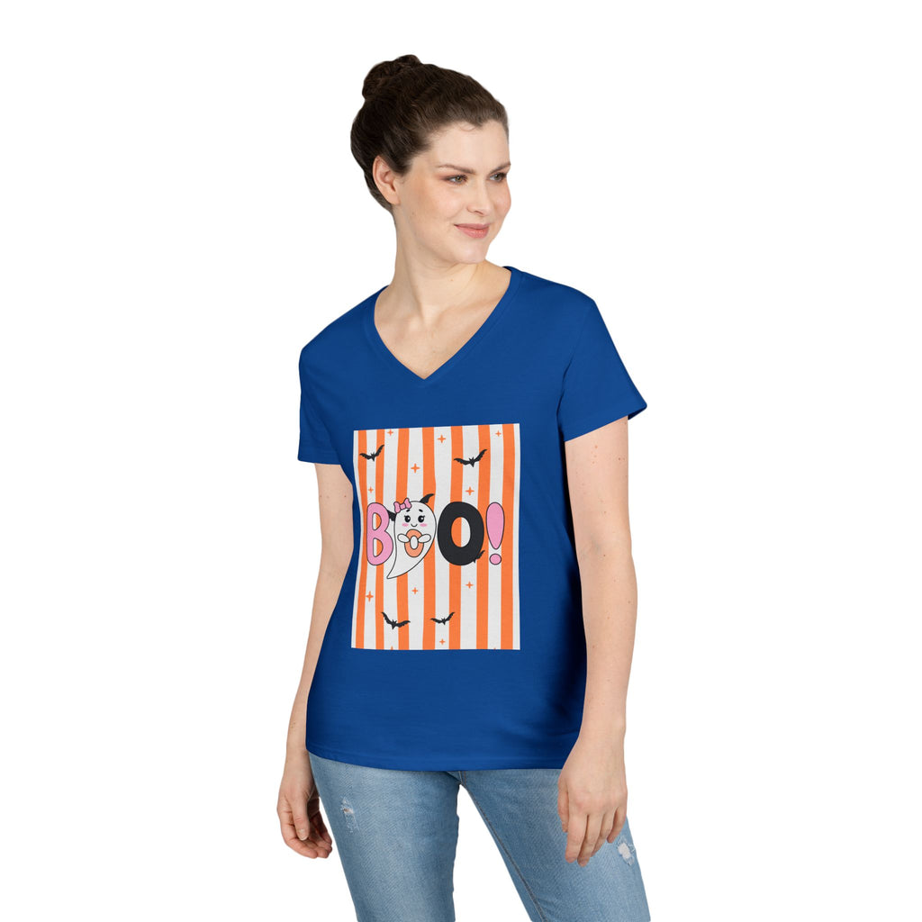 Boo! Ghost Halloween V‑Neck Tee