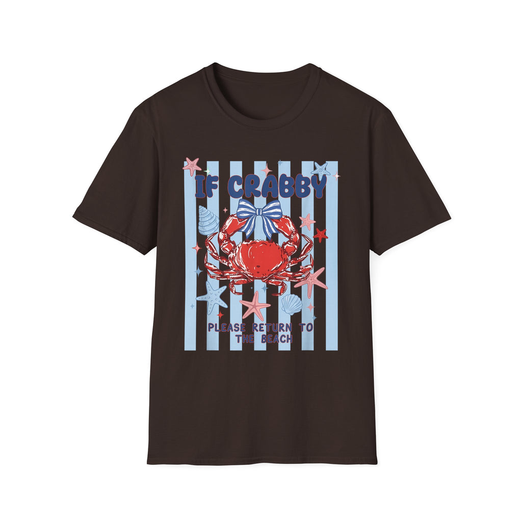 T-Shirt — "If Crabby Please Return to the Beach" Nautical Crab Graphic Tee