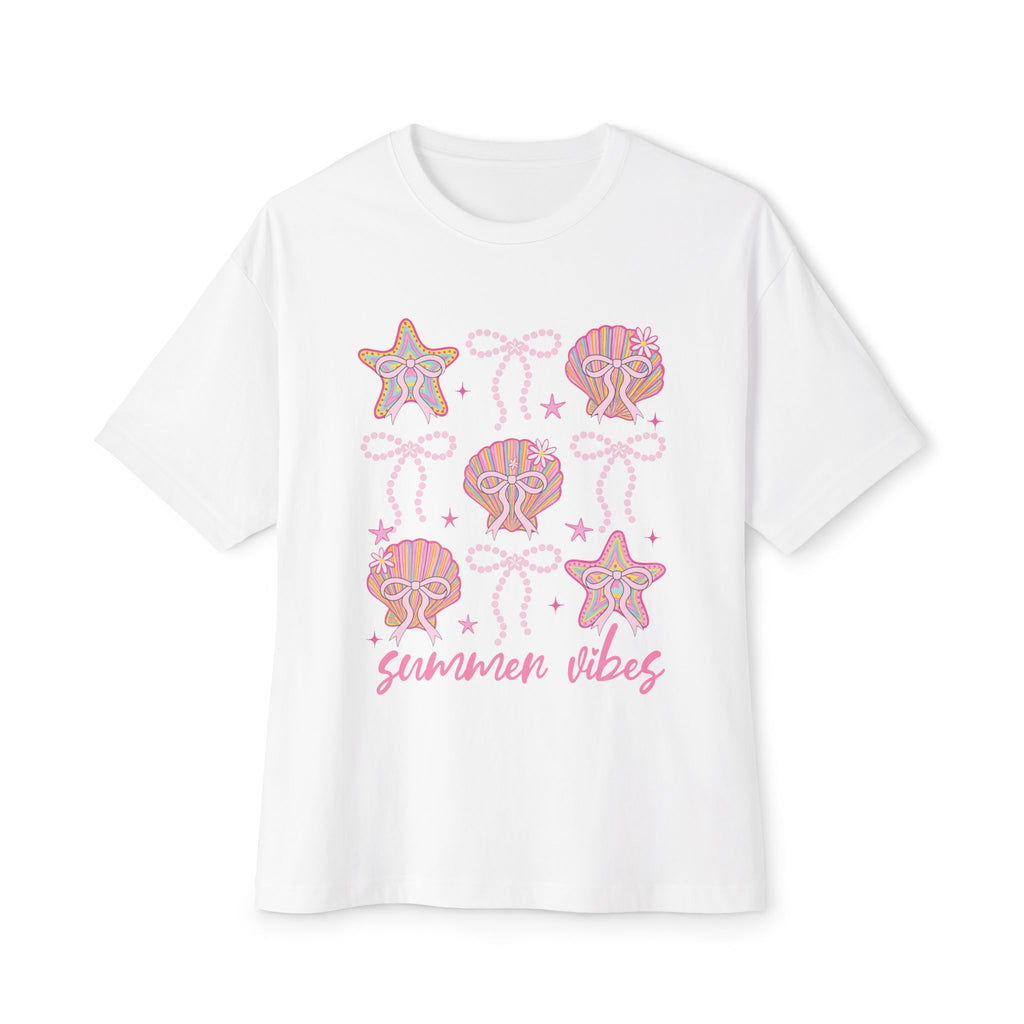 Summer Vibes Seashell & Starfish Boxy Tee