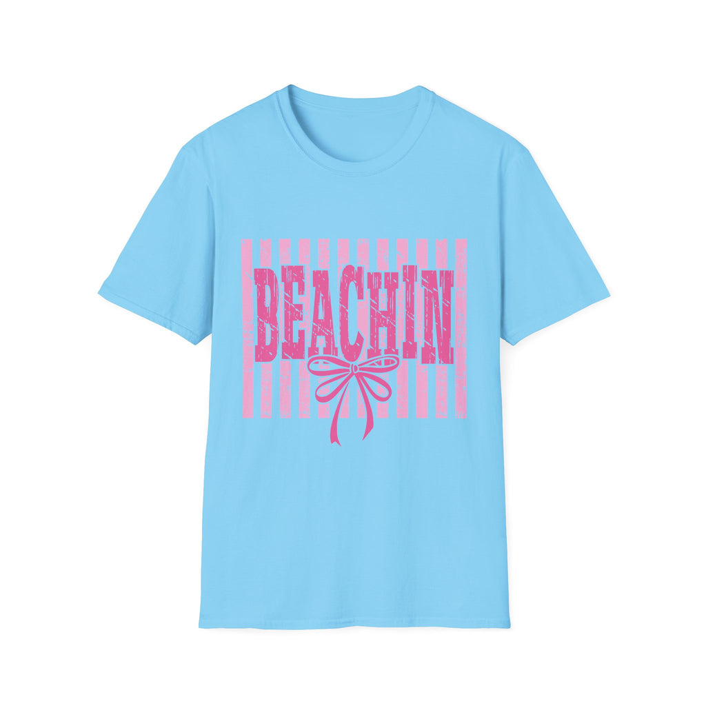 Beachin' Pink Striped Graphic T-Shirt | Summer Beach Vibes
