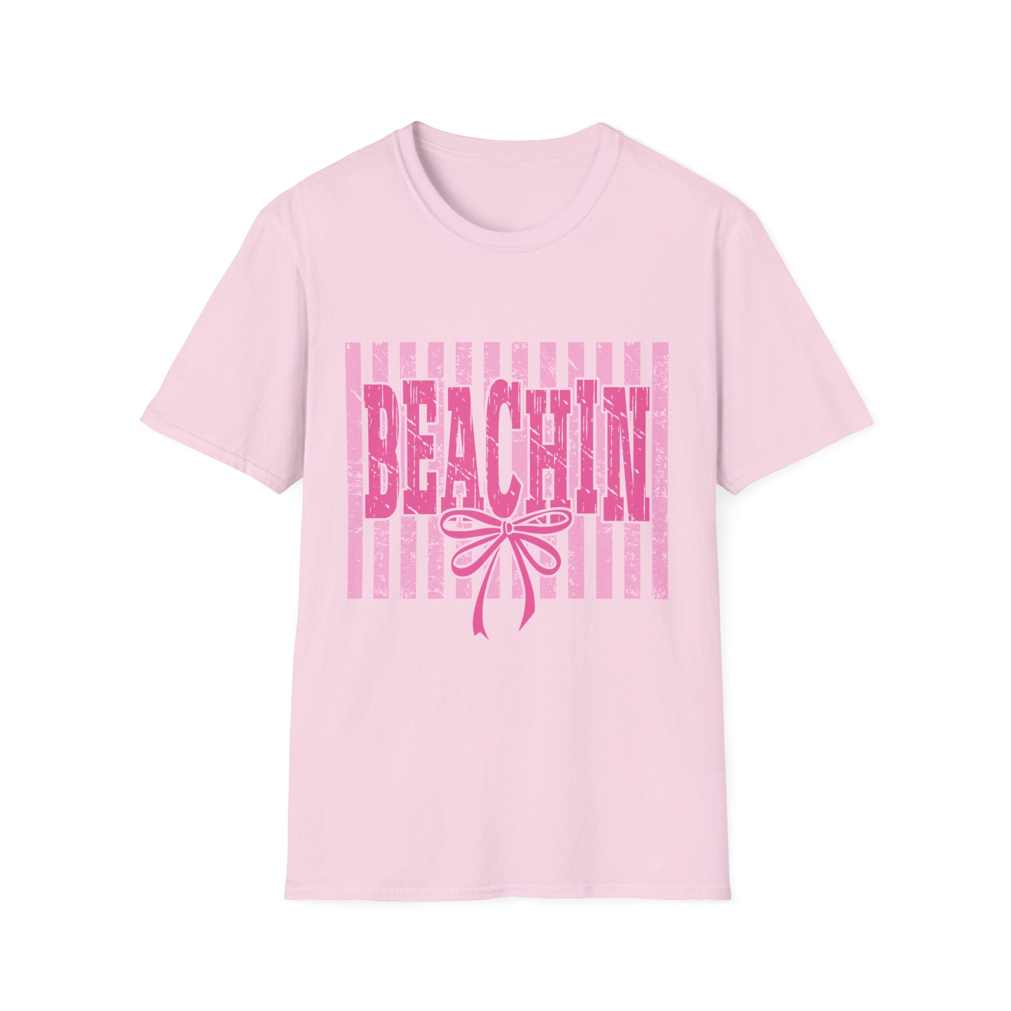 Beachin' Pink Striped Graphic T-Shirt | Summer Beach Vibes
