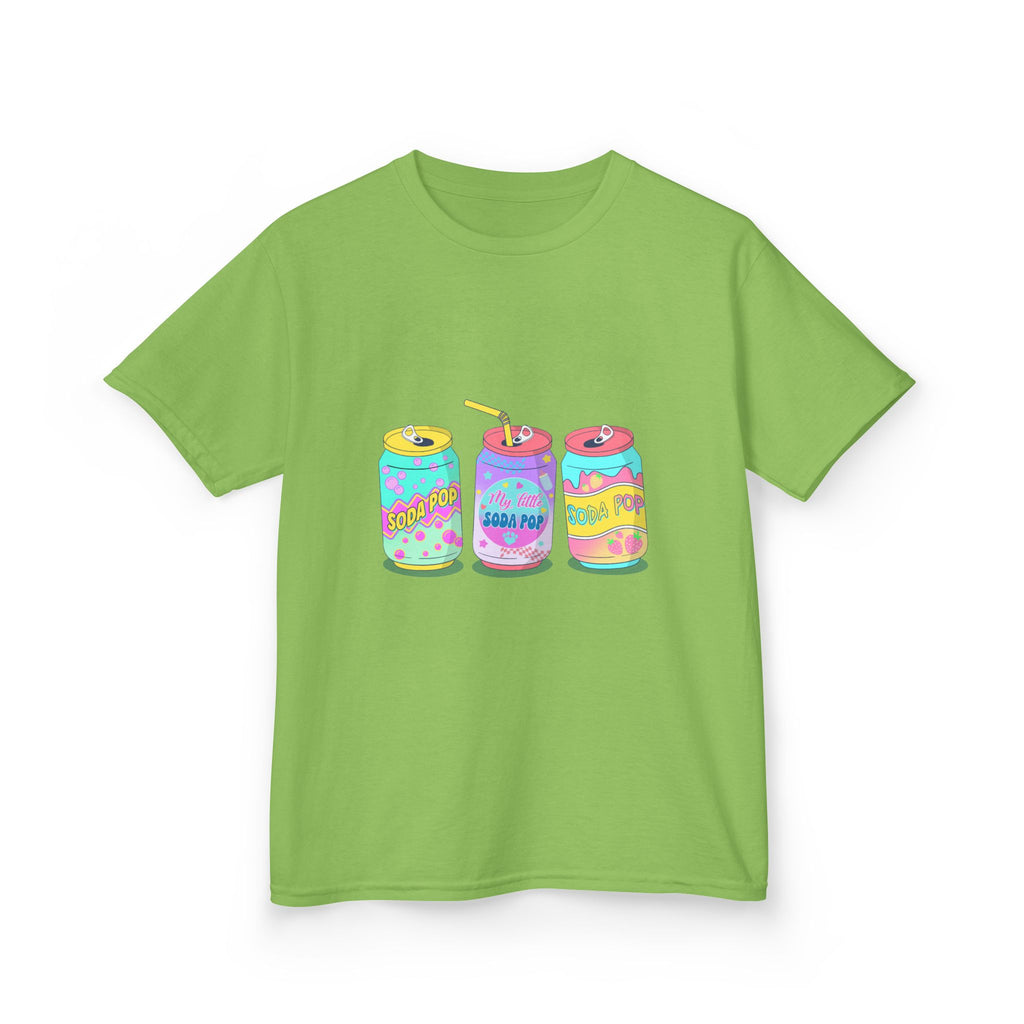 Kids T-Shirt — Colorful Soda Can Trio Graphic Tee (Cute Retro Drink Design)