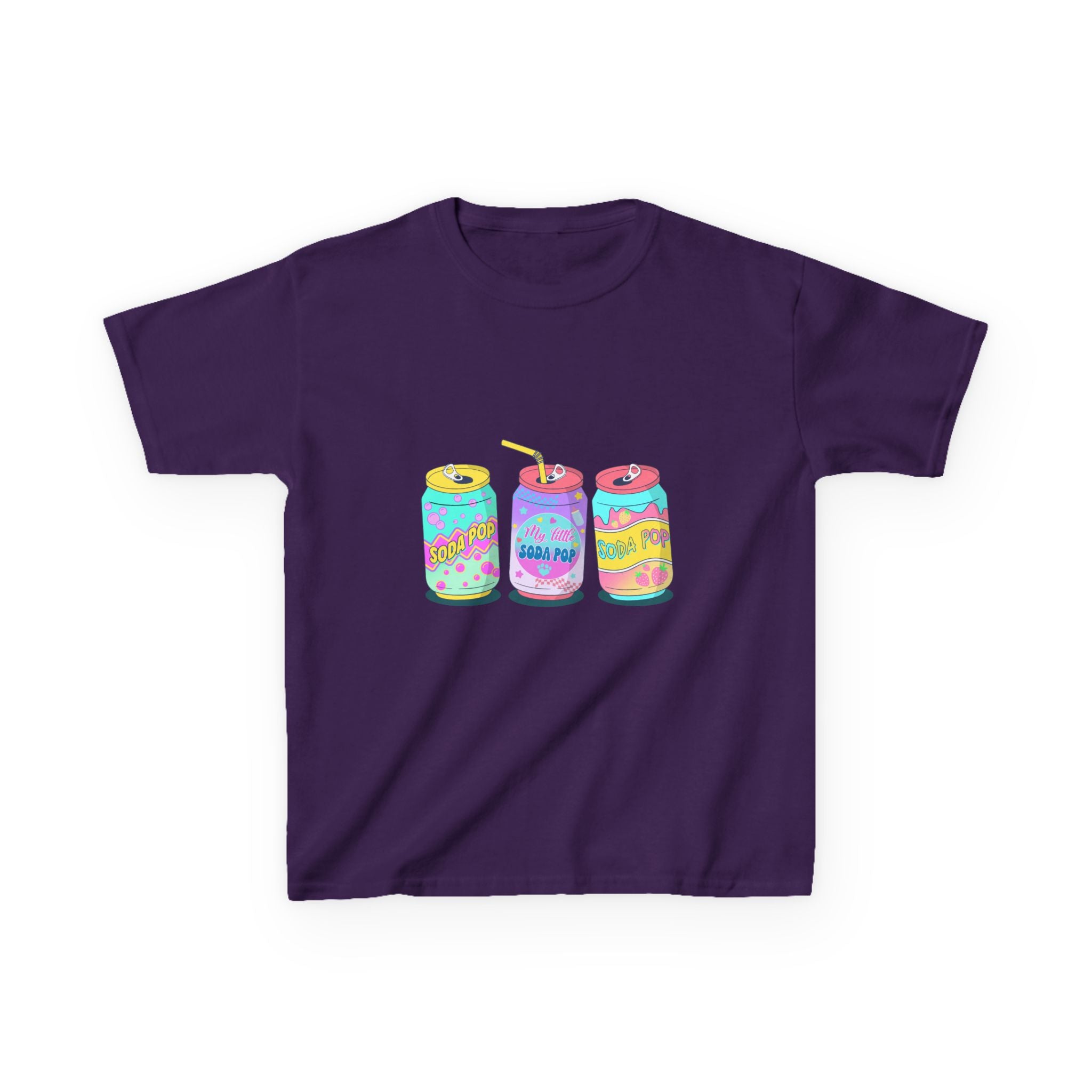 Kids T-Shirt — Colorful Soda Can Trio Graphic Tee (Cute Retro Drink Design)