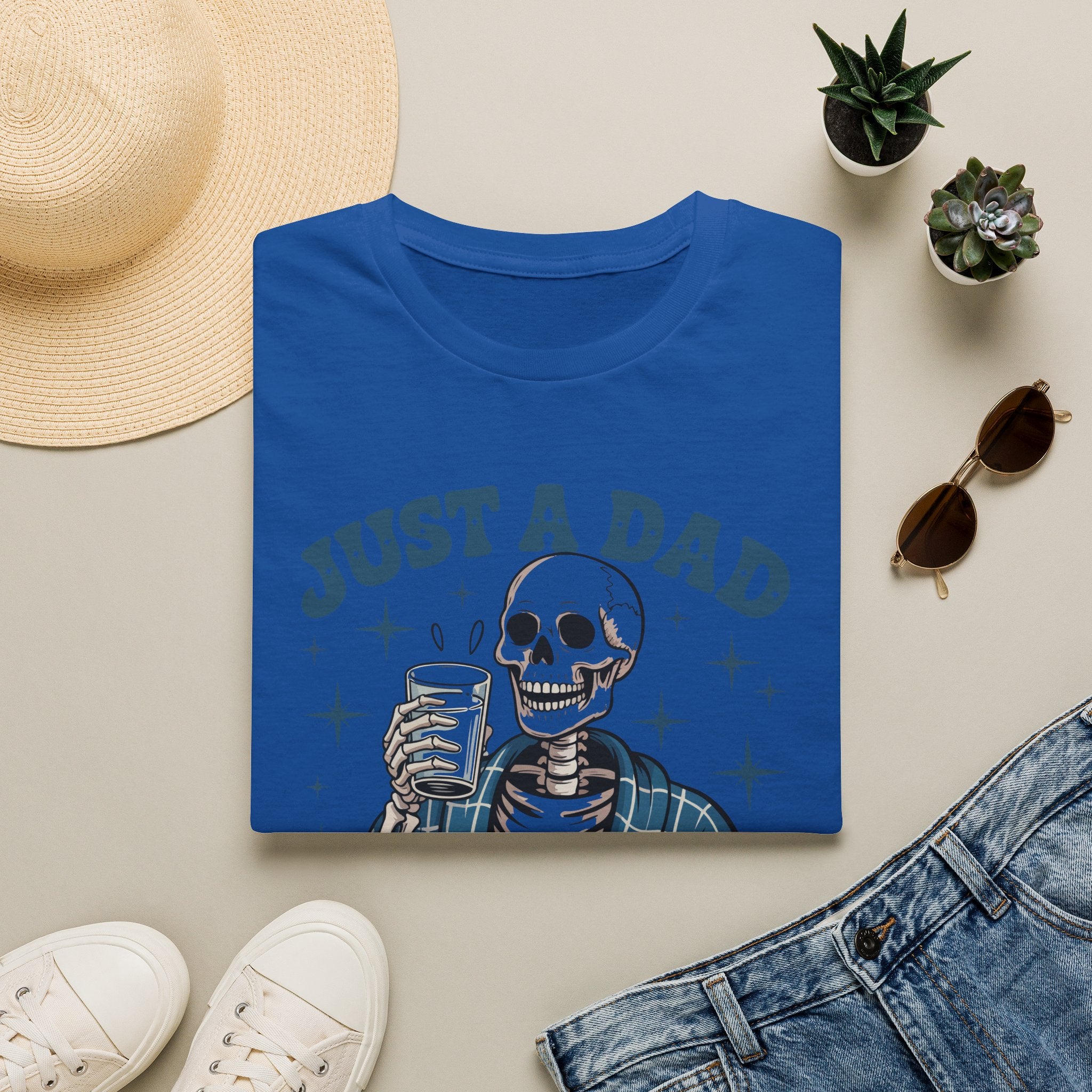 Just a Dad T-Shirt — 'Just a Dad Who Always Came Back With the Milk' Skeleton Vintage Tee