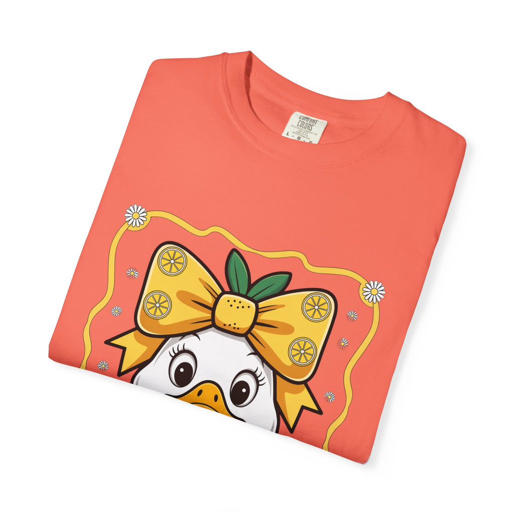 Cute Lemon Duck T-Shirt — Whimsical Duck with Bow Graphic Tee