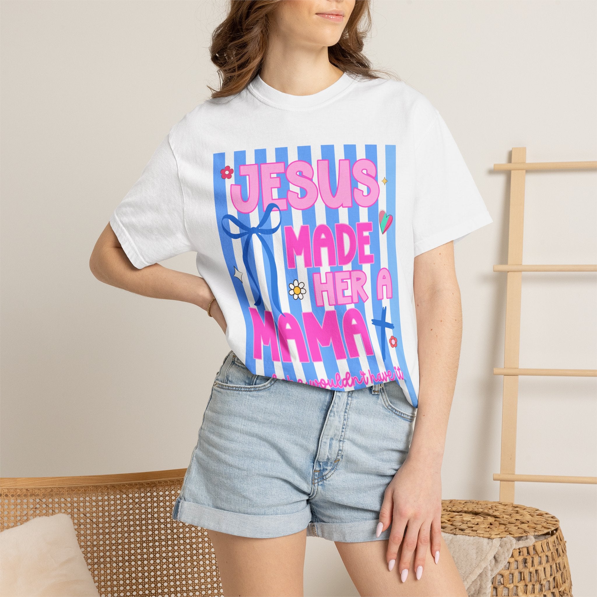 Jesus Made Her a Mama T-Shirt Jesus Made Her A Mama Shirt, Christian Mom Shirt, Faith Based Mama Tee, Religious Mother Shirt, Christian Women Graphic Tee, Cool Moms Tee