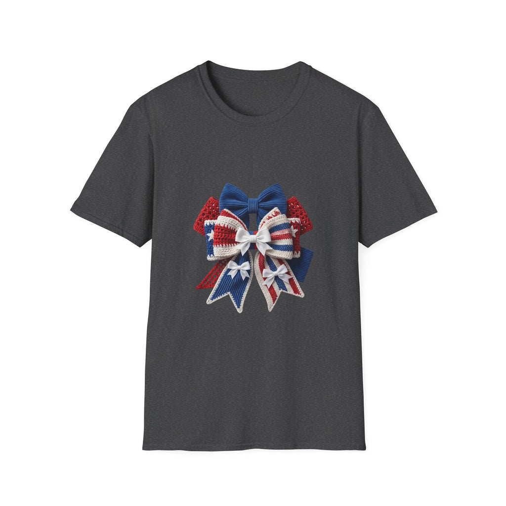 Patriotic Bow T-Shirt — Red White & Blue Ribbon Graphic