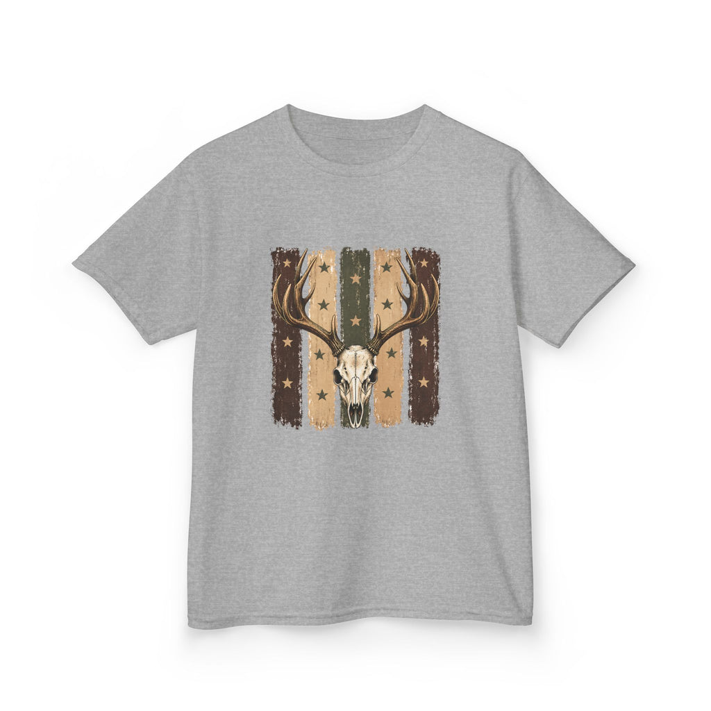 Kids Deer Skull Tee — Rustic Antler Graphic T-Shirt for Outdoor-Loving Kids
