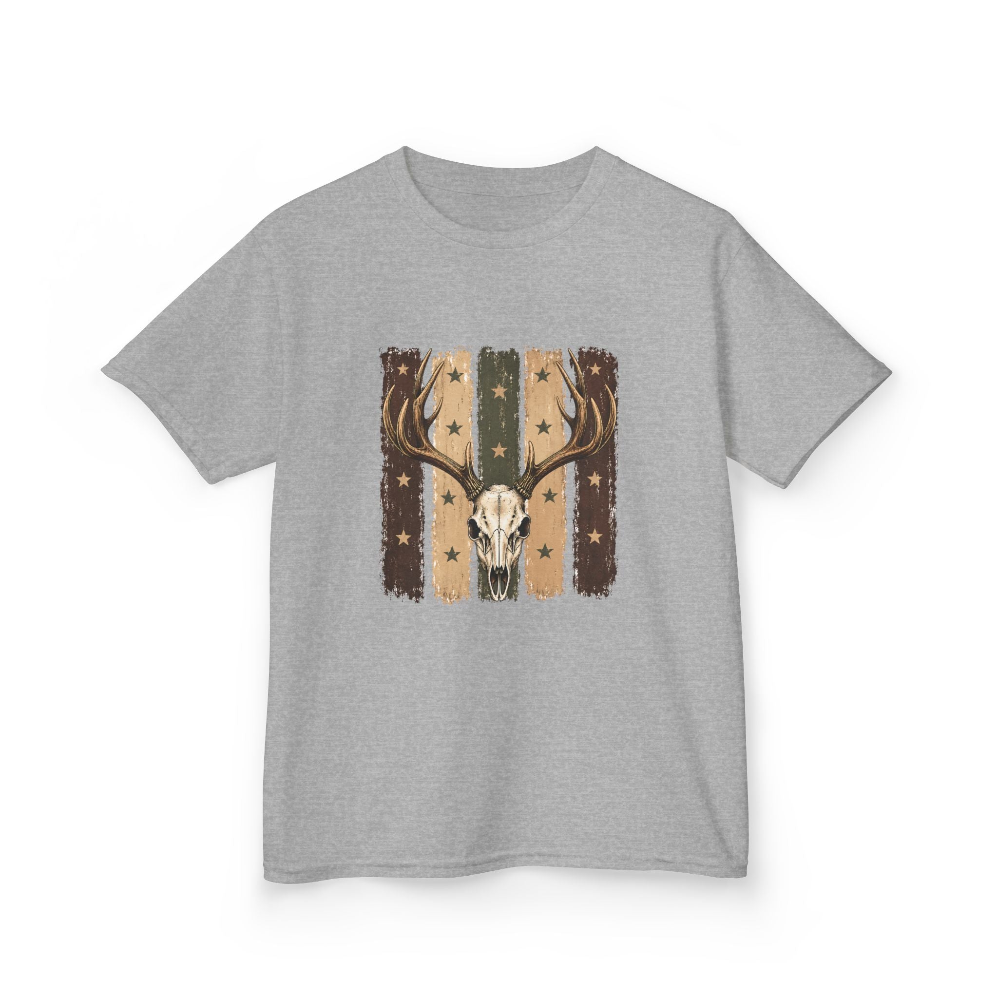 Kids Deer Skull Tee — Rustic Antler Graphic T-Shirt for Outdoor-Loving Kids