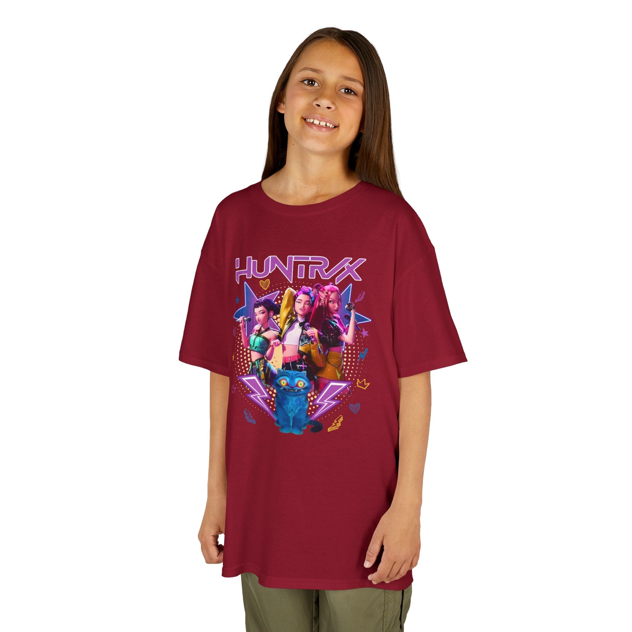 Kids Tee — Colorful 'HUNTRX' Character Graphic Shirt