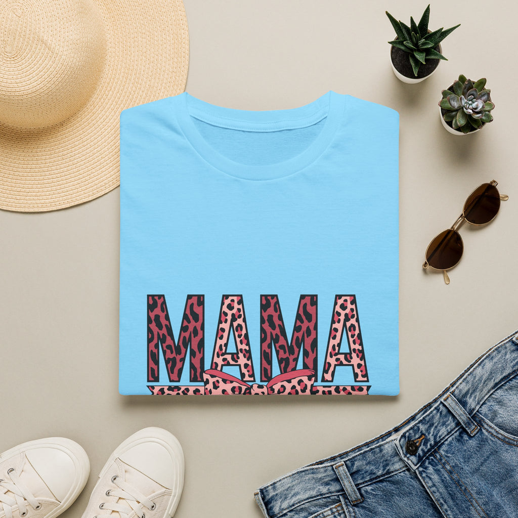 Mama Leopard Print T-Shirt — Pink Bow Mom Tee