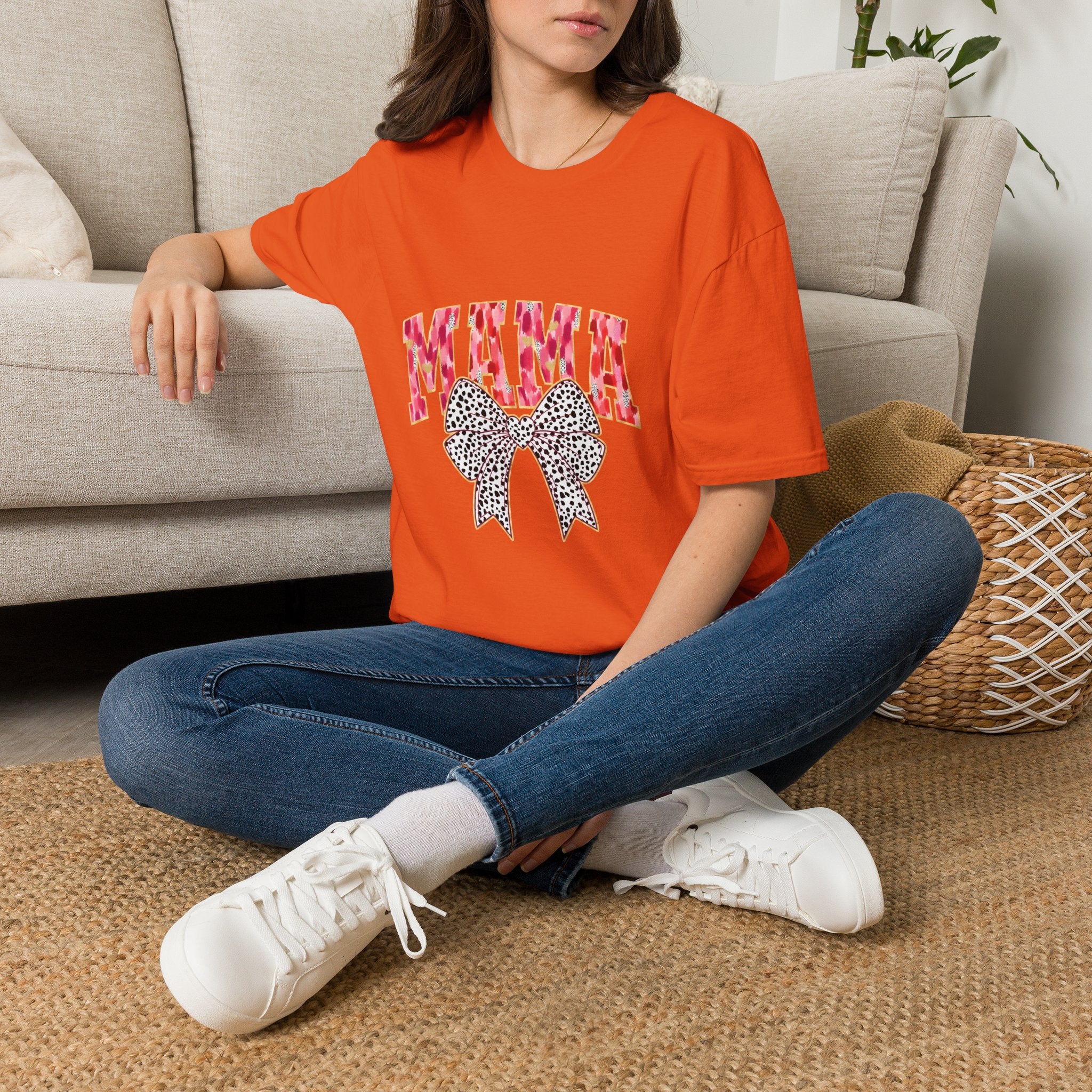 Mama T-Shirt with Leopard Bow — Cute Mom Graphic Tee