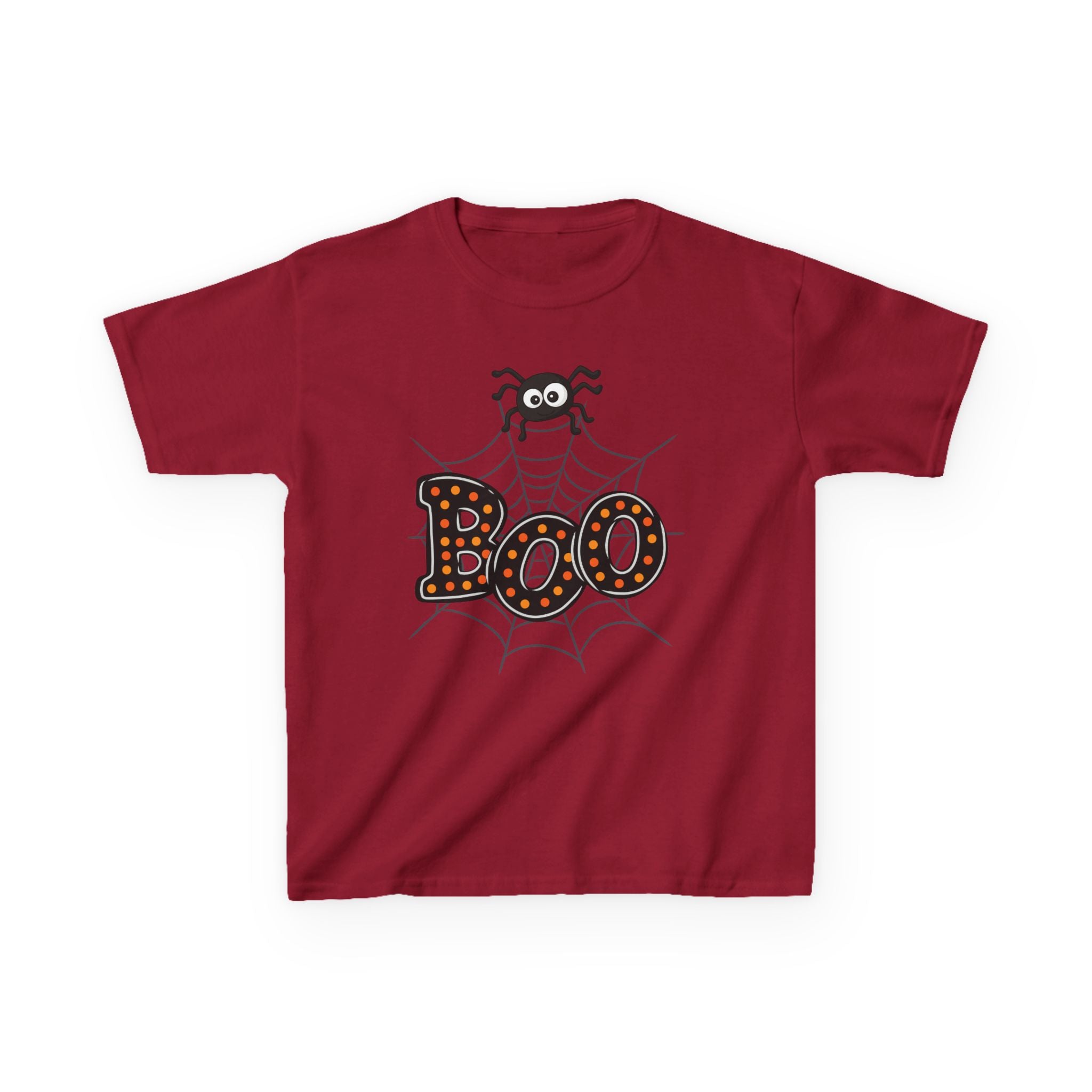 Kids Halloween Tee - "Boo" Spider Web Graphic