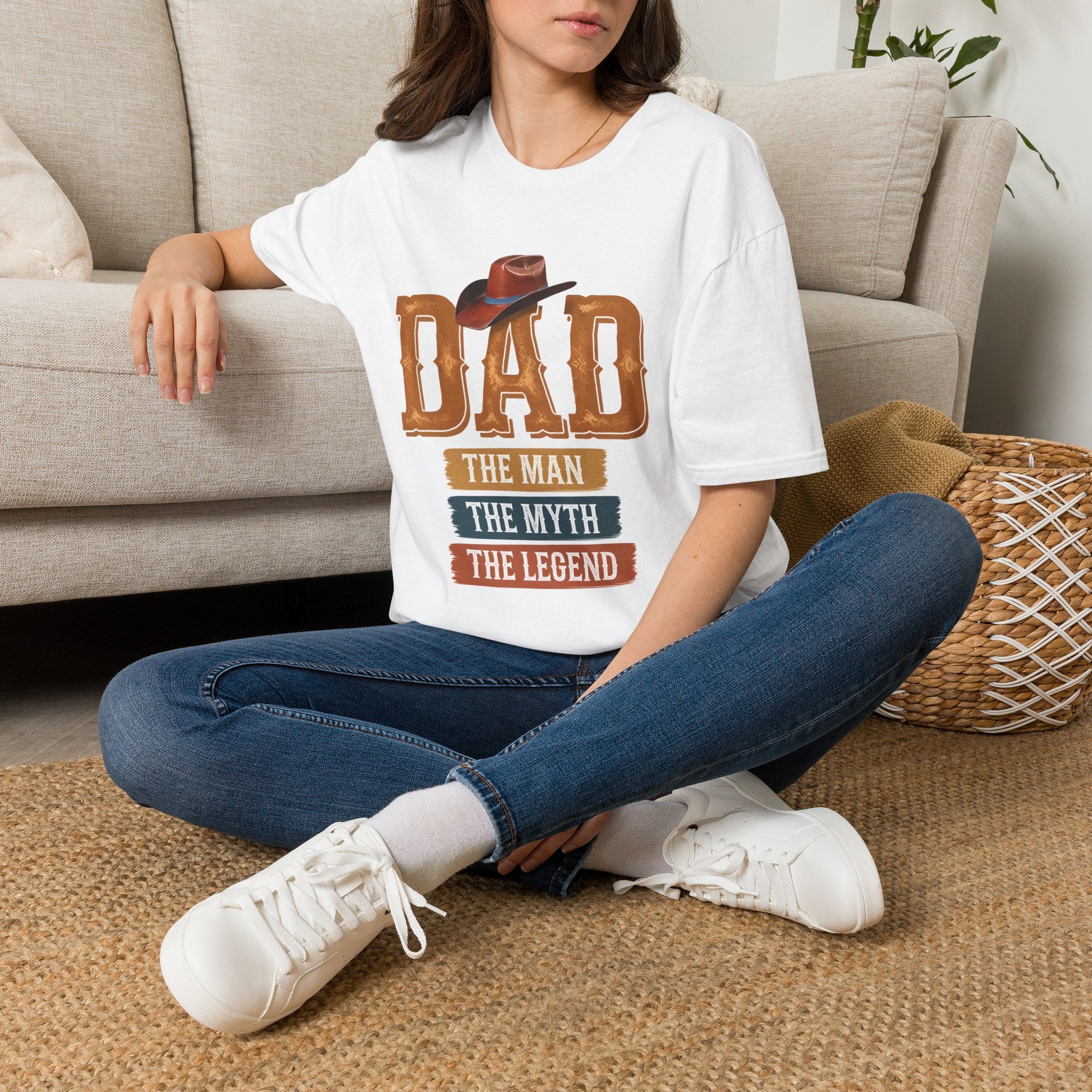 Dad Cowboy T-Shirt — "DAD" with Hat & "The Man The Myth The Legend" Design