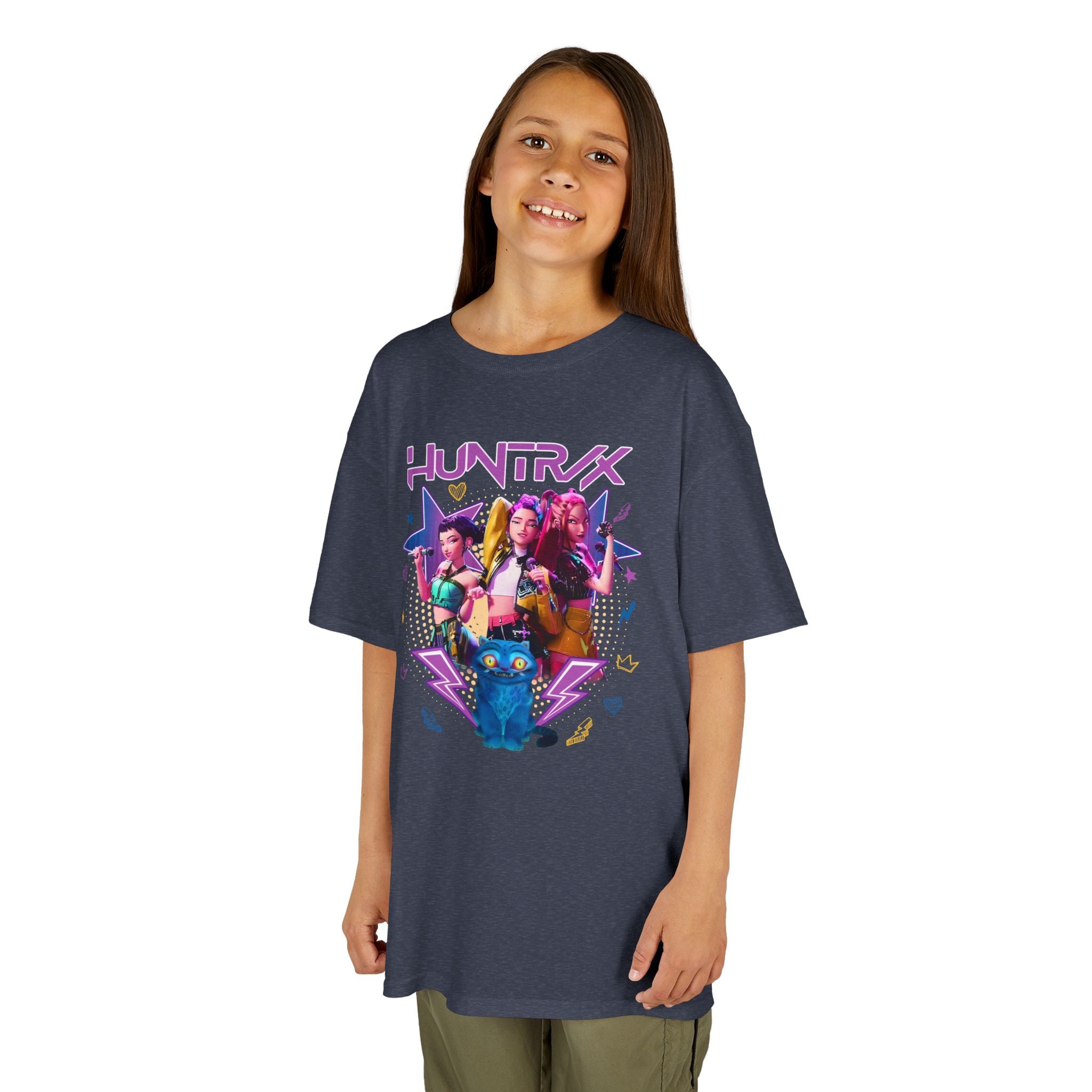 Kids Tee — Colorful 'HUNTRX' Character Graphic Shirt