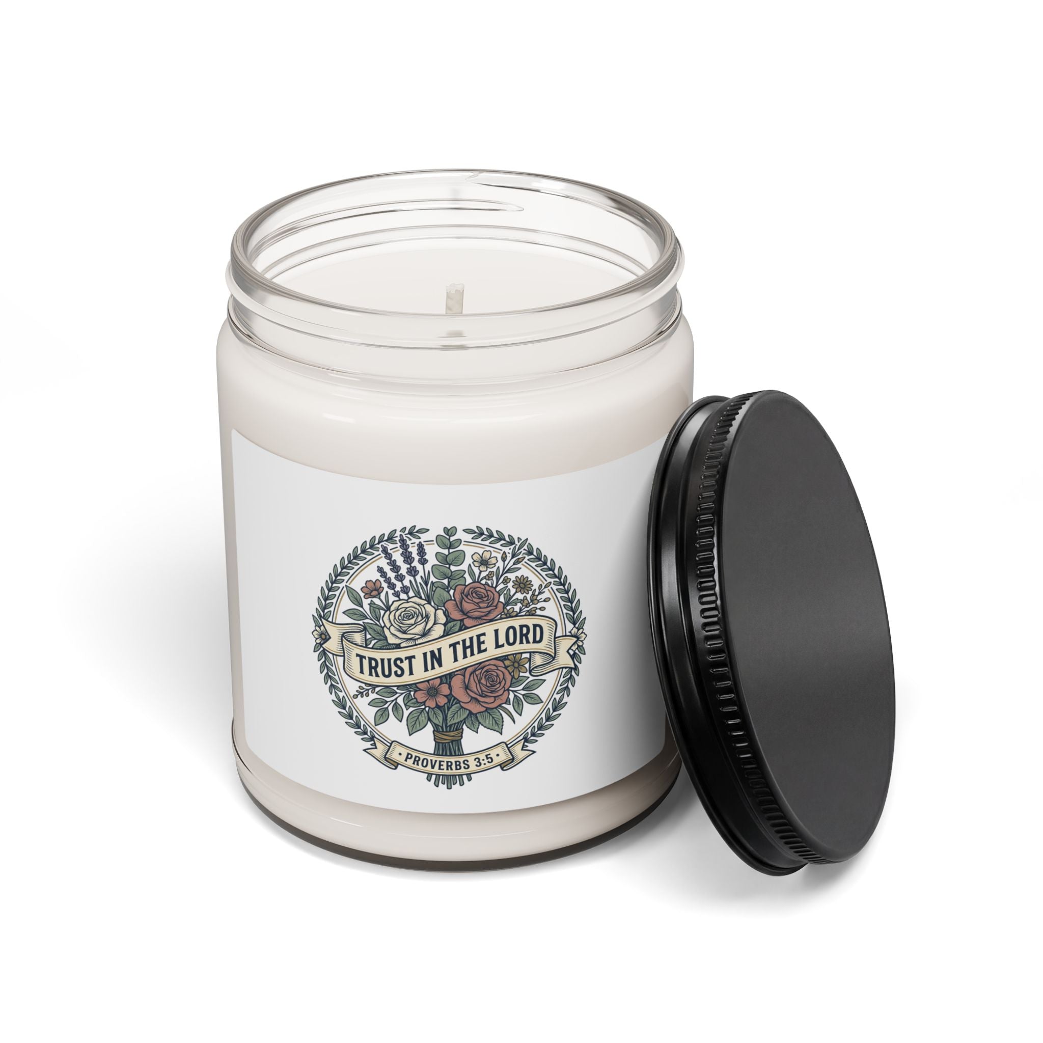 Trust in the Lord Floral Soy Candle — 9oz Inspirational Scented Candle