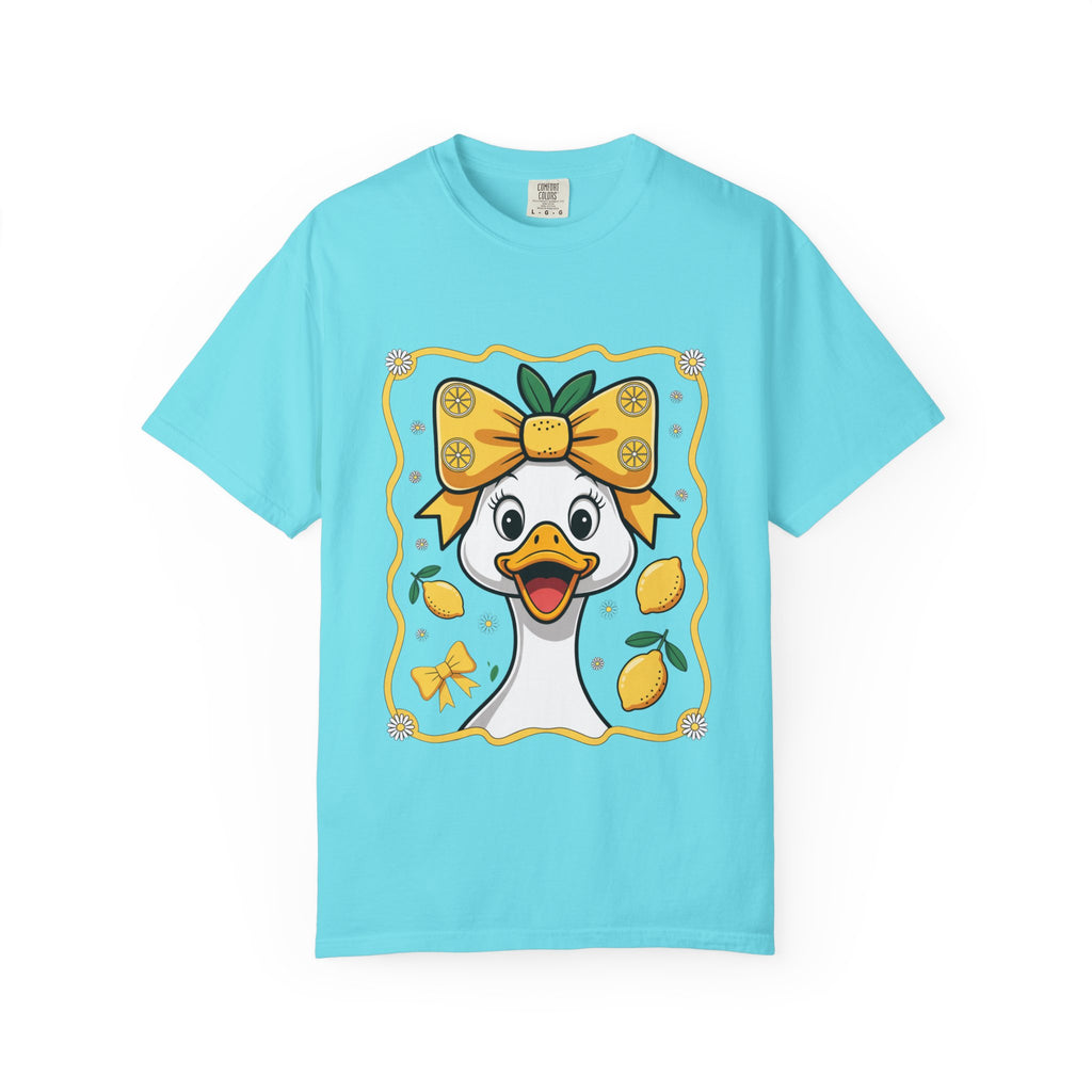 Cute Lemon Duck T-Shirt — Whimsical Duck with Bow Graphic Tee
