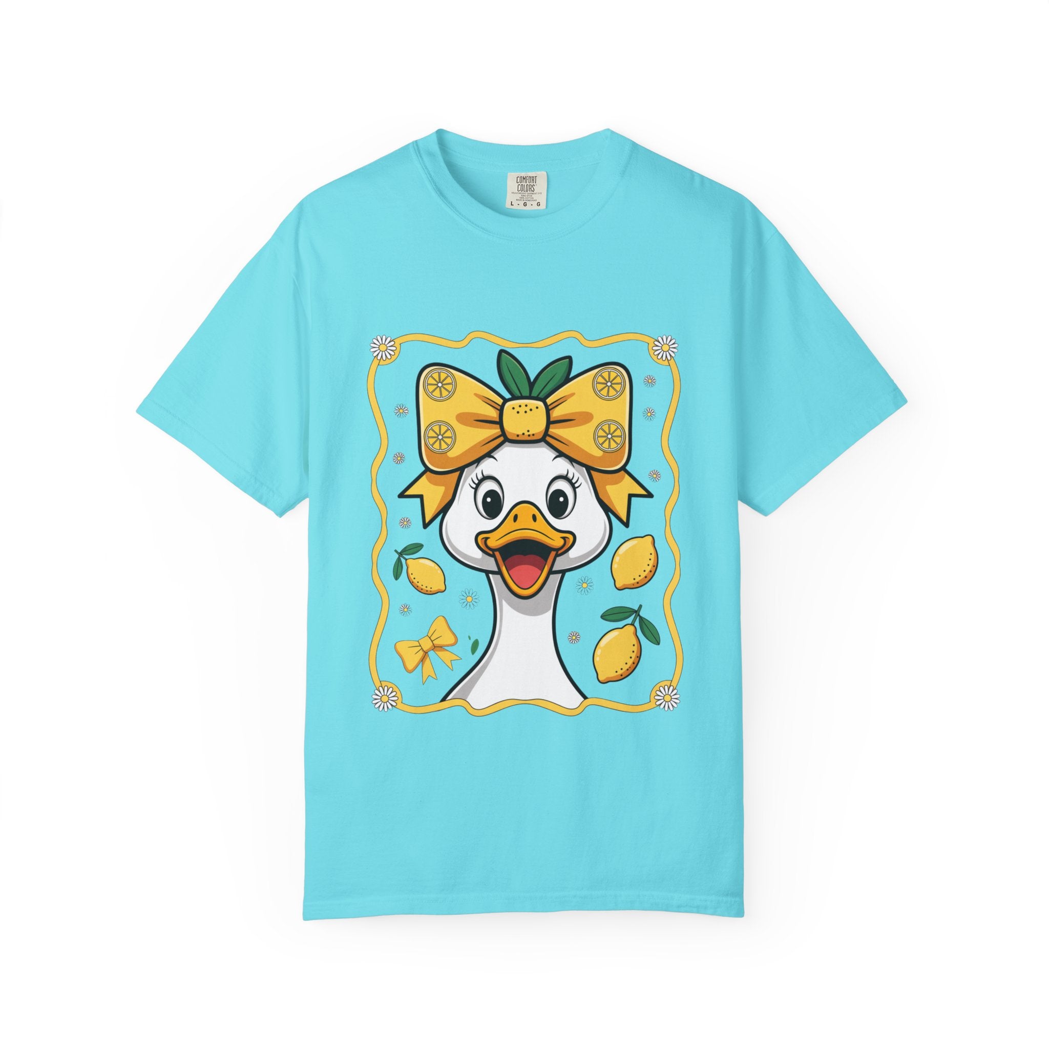 Cute Lemon Duck T-Shirt — Whimsical Duck with Bow Graphic Tee