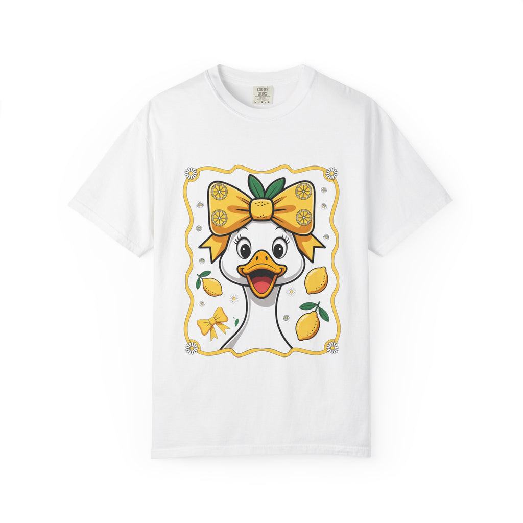 Cute Lemon Duck T-Shirt — Whimsical Duck with Bow Graphic Tee