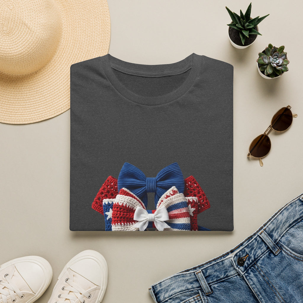 Patriotic Bow T-Shirt — Red White & Blue Ribbon Graphic
