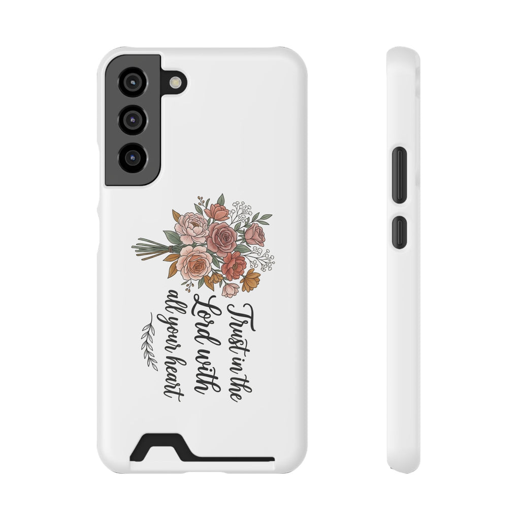 Phone Case with Card Holder — Floral "Trust in the Lord with all your heart" Religious Wallet Case