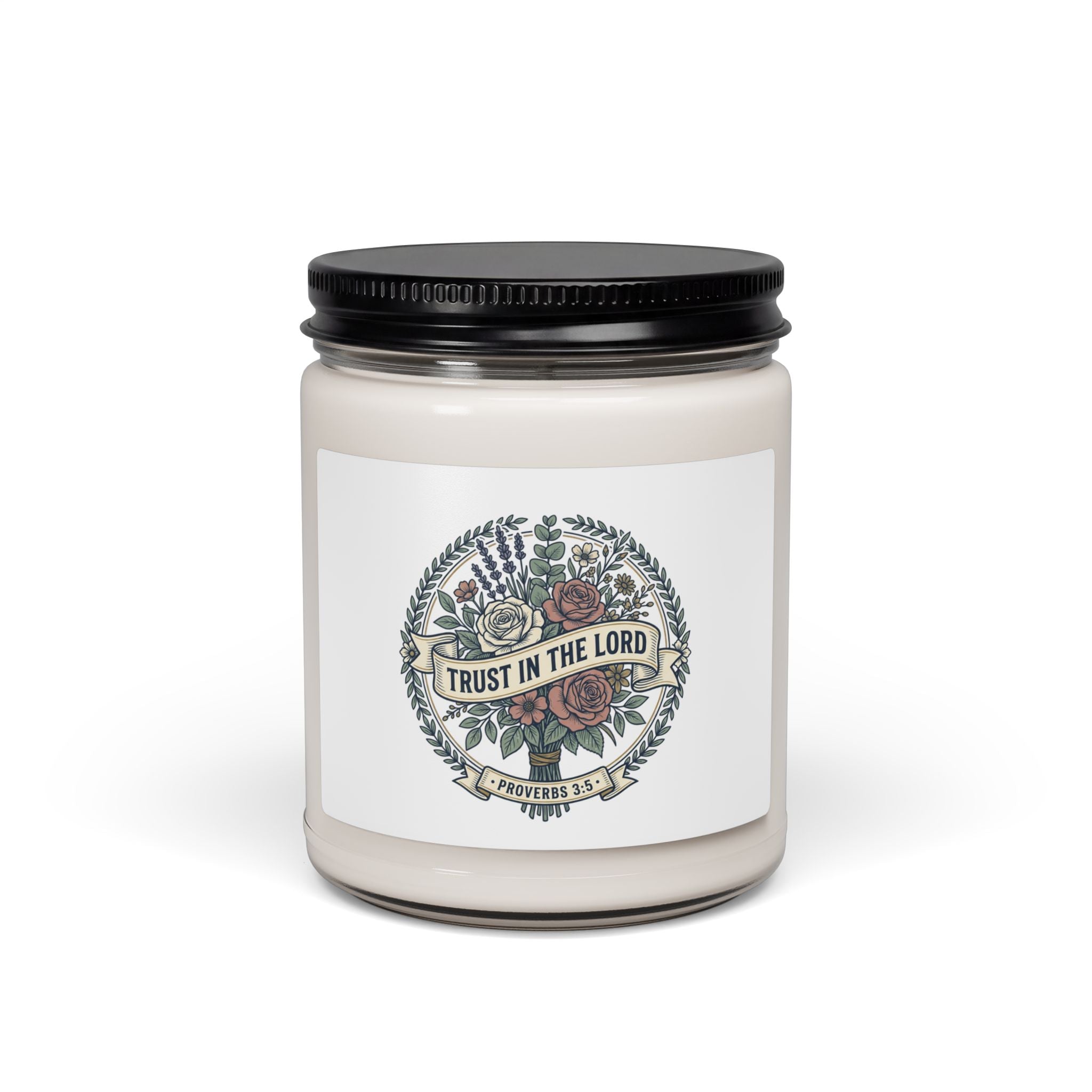 Trust in the Lord Floral Soy Candle — 9oz Inspirational Scented Candle